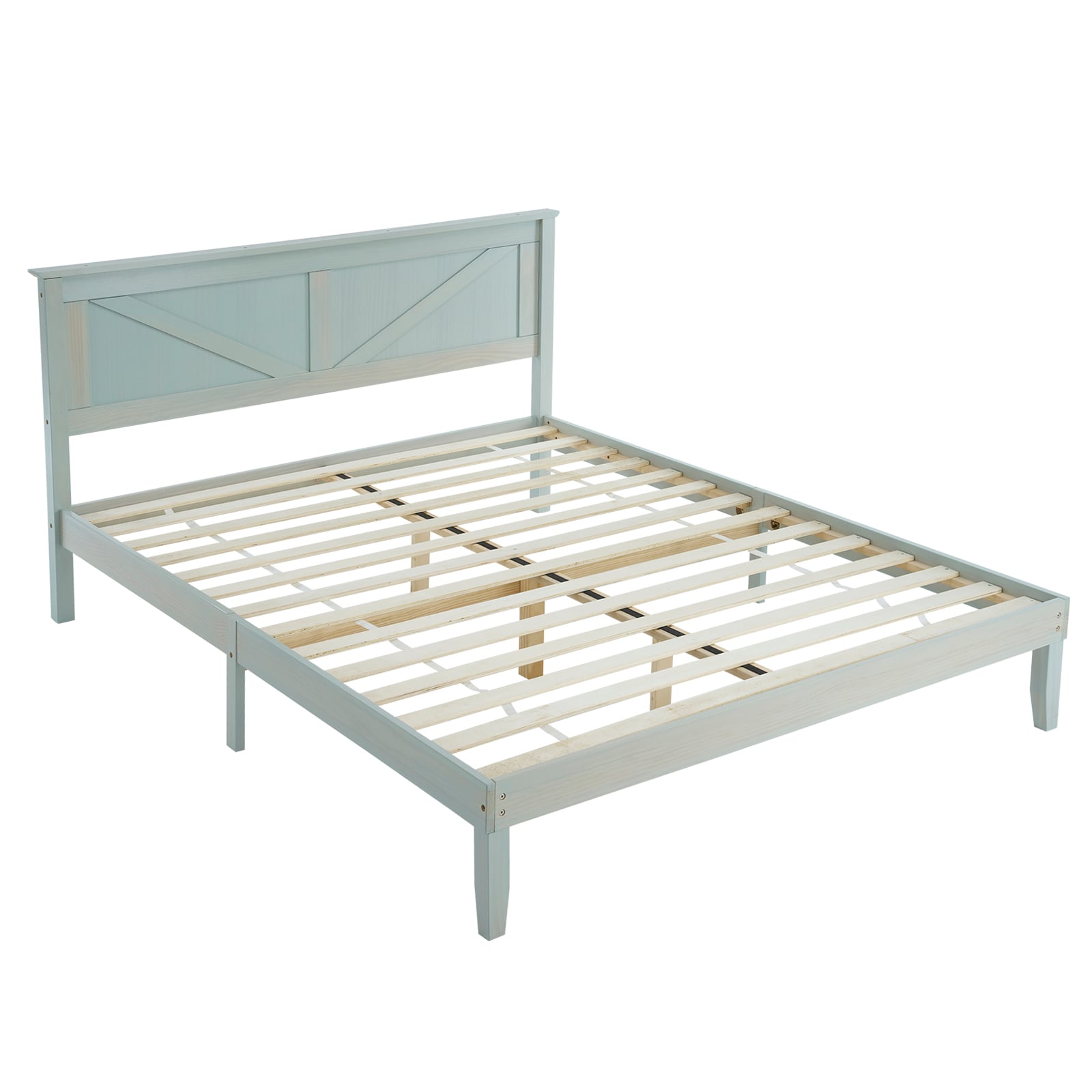 Outopee LO1G52004469 Gray Queen Wood Bed frame Bed