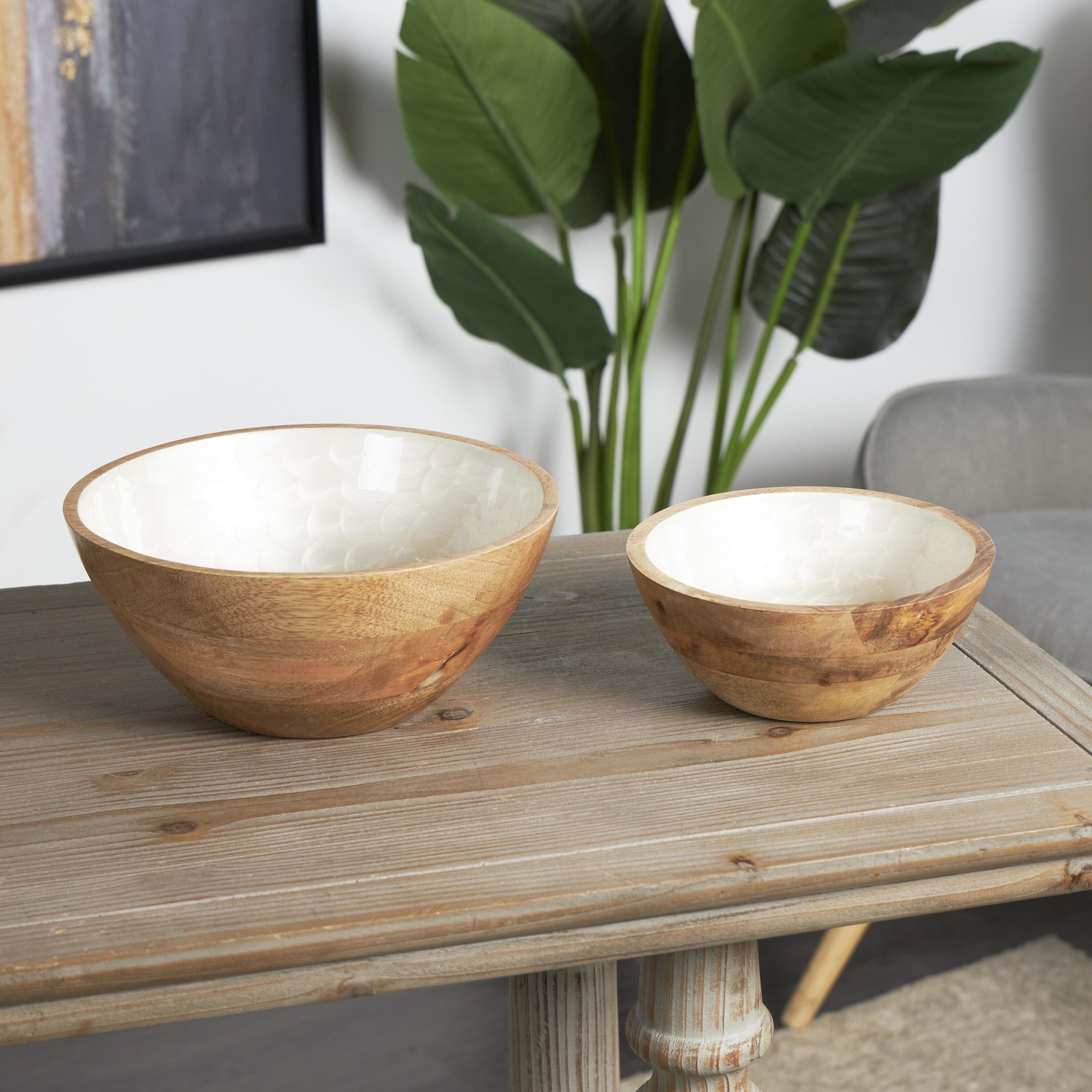 Grayson Lane 820157 2-pack Off-white Wood Serving Bowl(s)