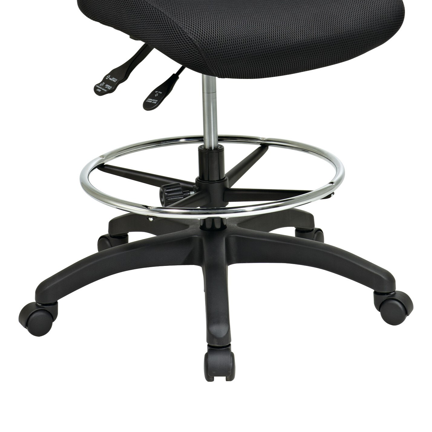 Ergonomic Black Mesh Swivel Drafting Chair with Metal Base