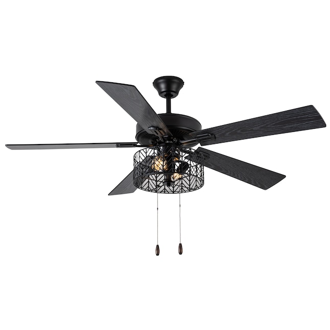 Flush Mount Cage Ceiling Fan With Light, Wire Cage Ceiling Fan Light Kit