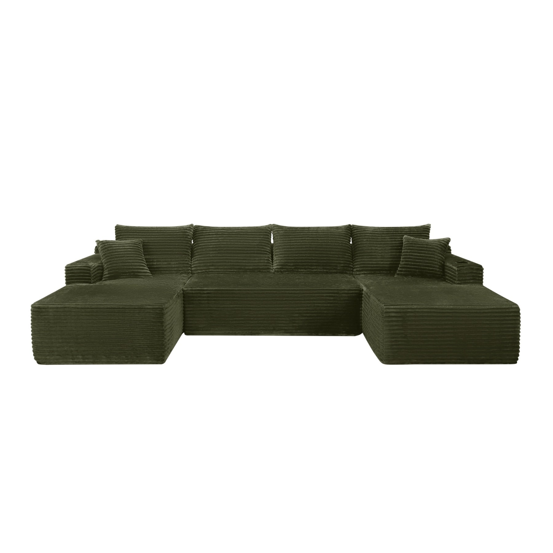 Bybafun U-Shape Sofas 134-in W Modern Green 6-seater Sectional in the ...