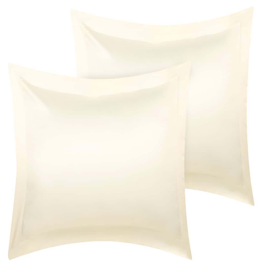 Unique Bargains 2pcs Satin Pillowcase for Hair and Skin Euro Sham Pillow Covers Soft Silky Oxford Pillow Cases with Envelope Closure European(26x26-in) Cream