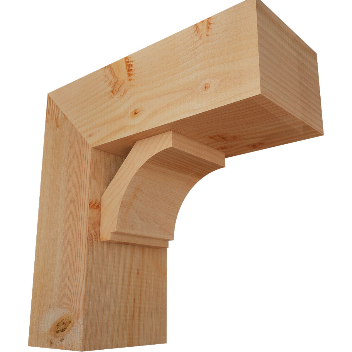 Ekena Millwork 1462963 Imperial Block Smooth Bracket with Offset Brace Douglas Fir Wood Standard Bracket