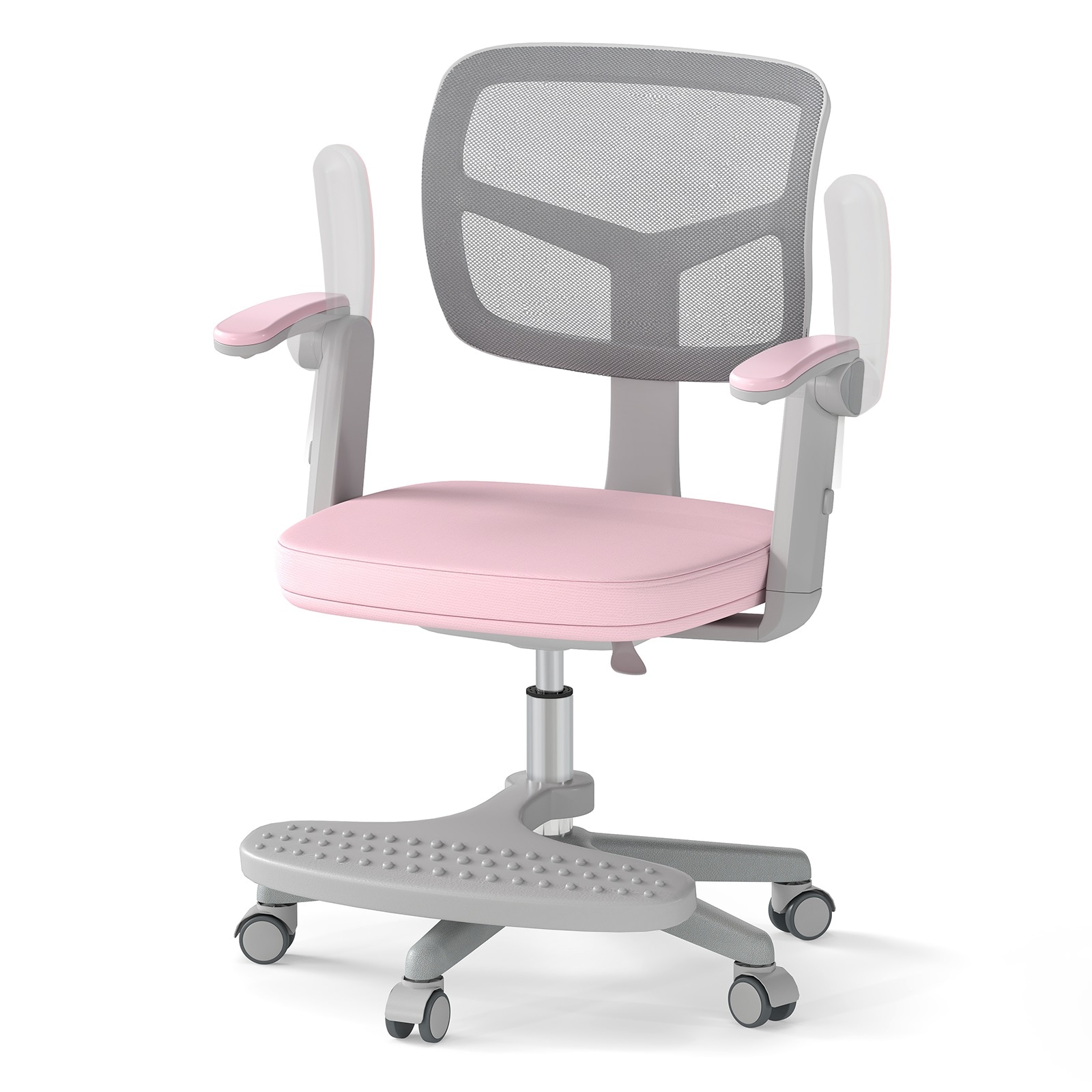 Slickblue - Kids Adjustable Swivel Desk Chair with Mesh Back Footrest and Rolling Base for Study ...