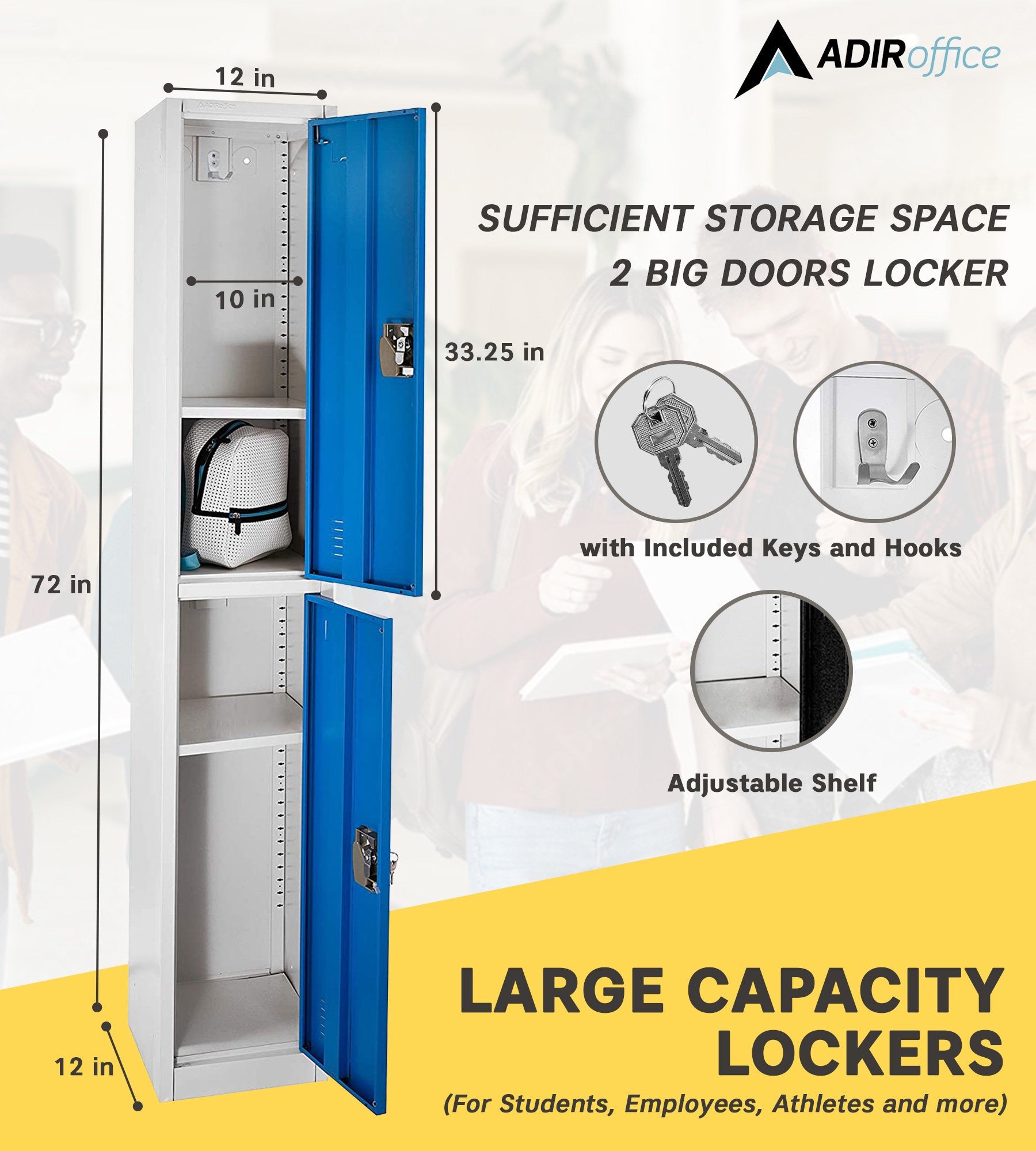 AdirOffice 629-202-BLU-2PK Storage-Lockers - View #3