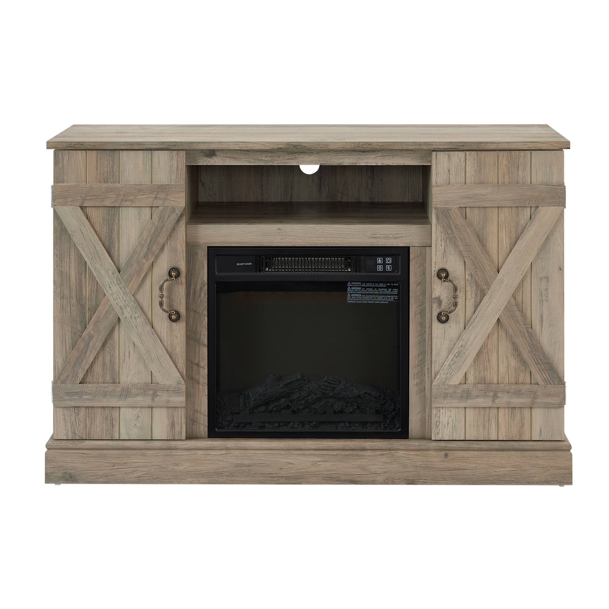 Bybafun YC1600001 47-in W Gray Wash TV Stand with LED Flat wall Electric Fireplace with Remote Control Included