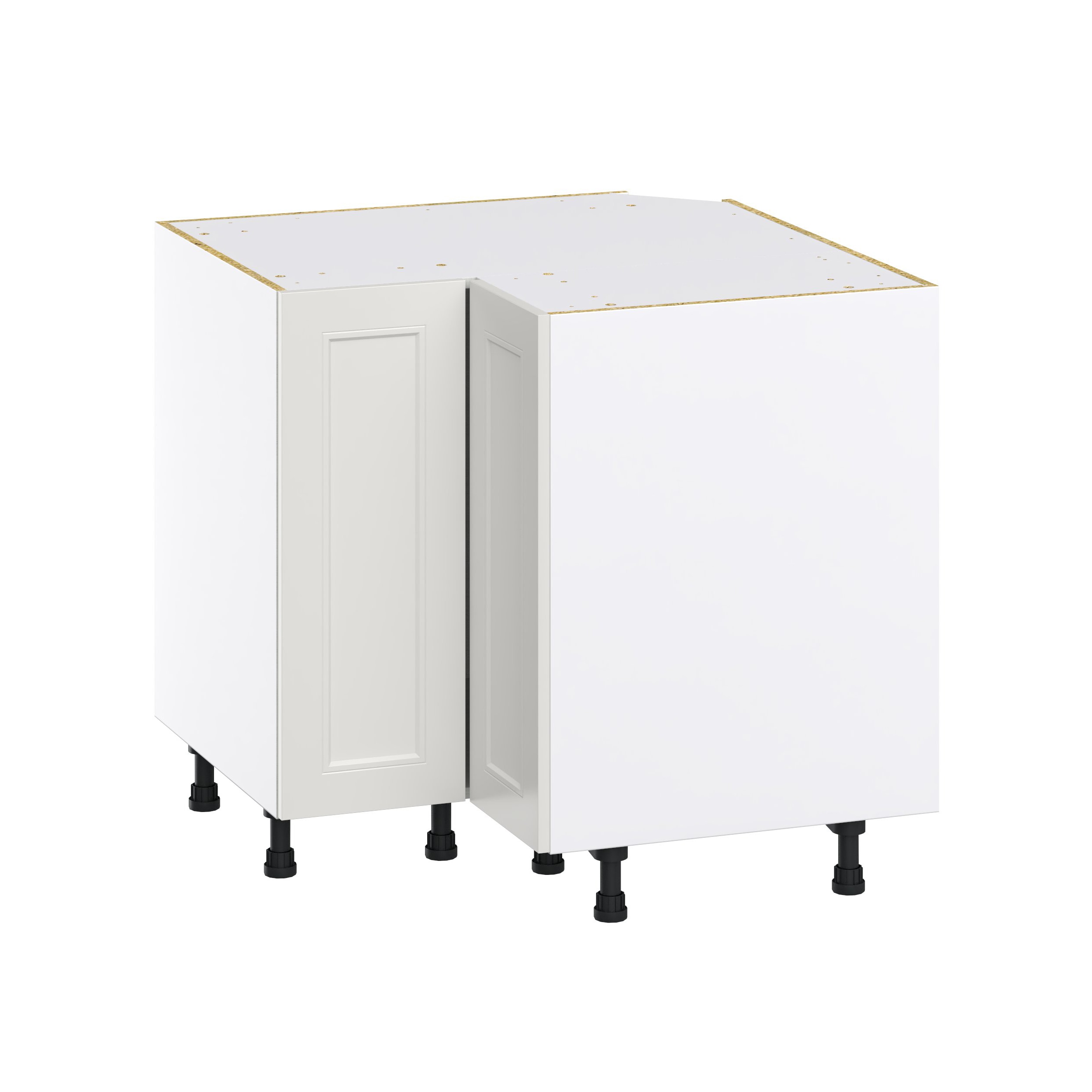 Hugo&Borg DSBC36LSP(L/R)-BE Belcourt 36-in W x 34.5-in H x 36-in D Painted Light Gray Lazy Susan Super lazy susan Corner base Fully assembled Cabinet (Recessed Panel Shaker)