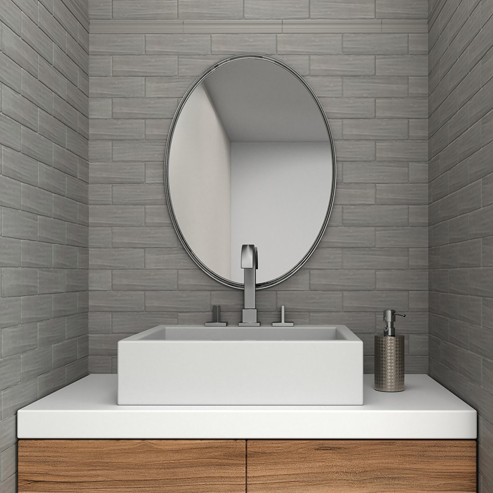 Boutique Ceramic Boutique Grey Crown 2-in x 12-in Glazed Ceramic Subway Wall Tile (0.16-sq. ft/ Piece)