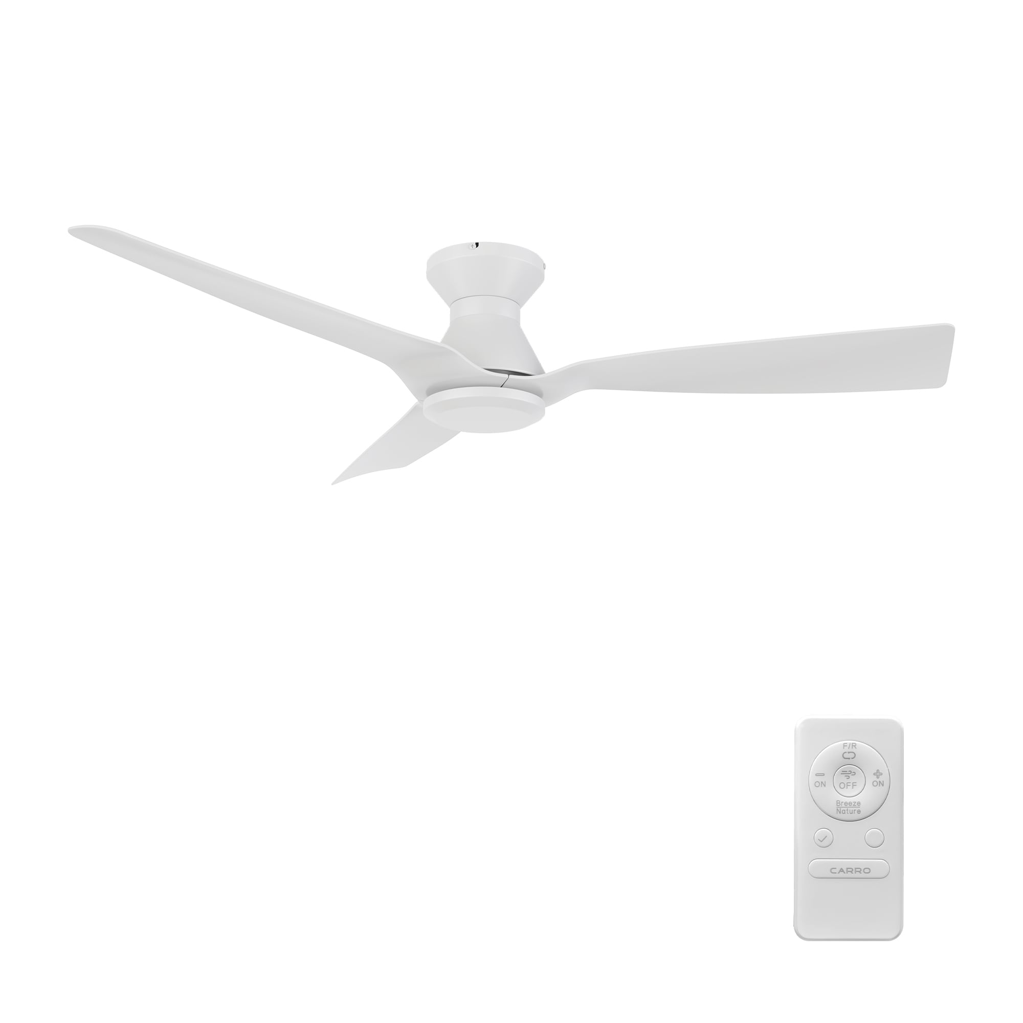 CARRO USA Ogden 52-in White Indoor Flush Mount Ceiling Fan and Remote ...