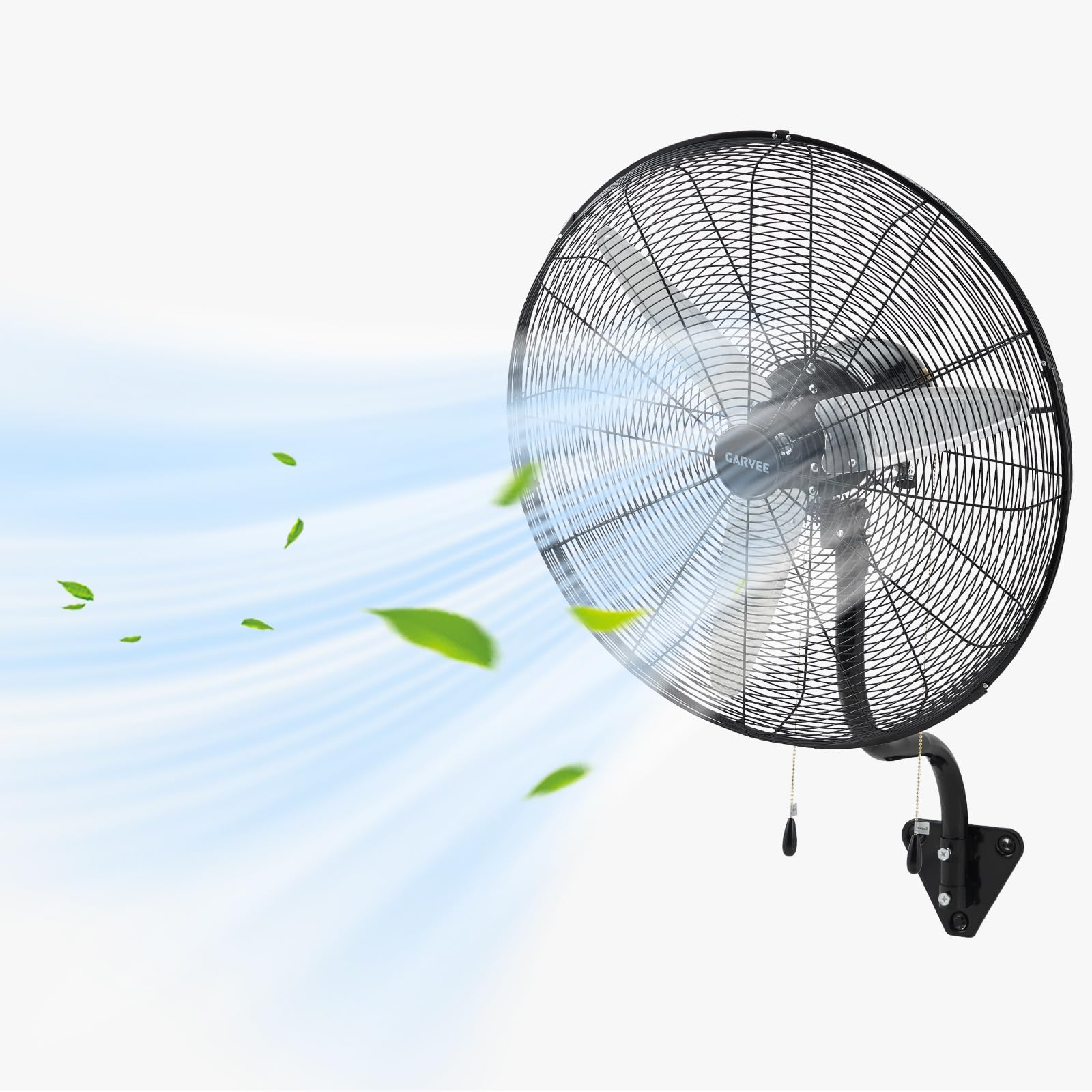 IdealHouse Heavy Duty High Speed Wall Mount Fan 30 Inch FB 30 6000 CFM Industrial Oscillating Dual Pull Cord 3 Speeds Quiet Operation for Garage Workshop Patio wall fan with long rope button