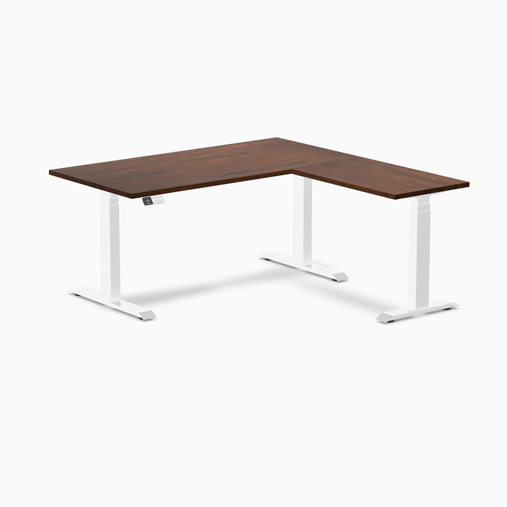 Desky Rubberwood L-Shape Sit Stand Desk - Red Walnut / 60 x 30 x