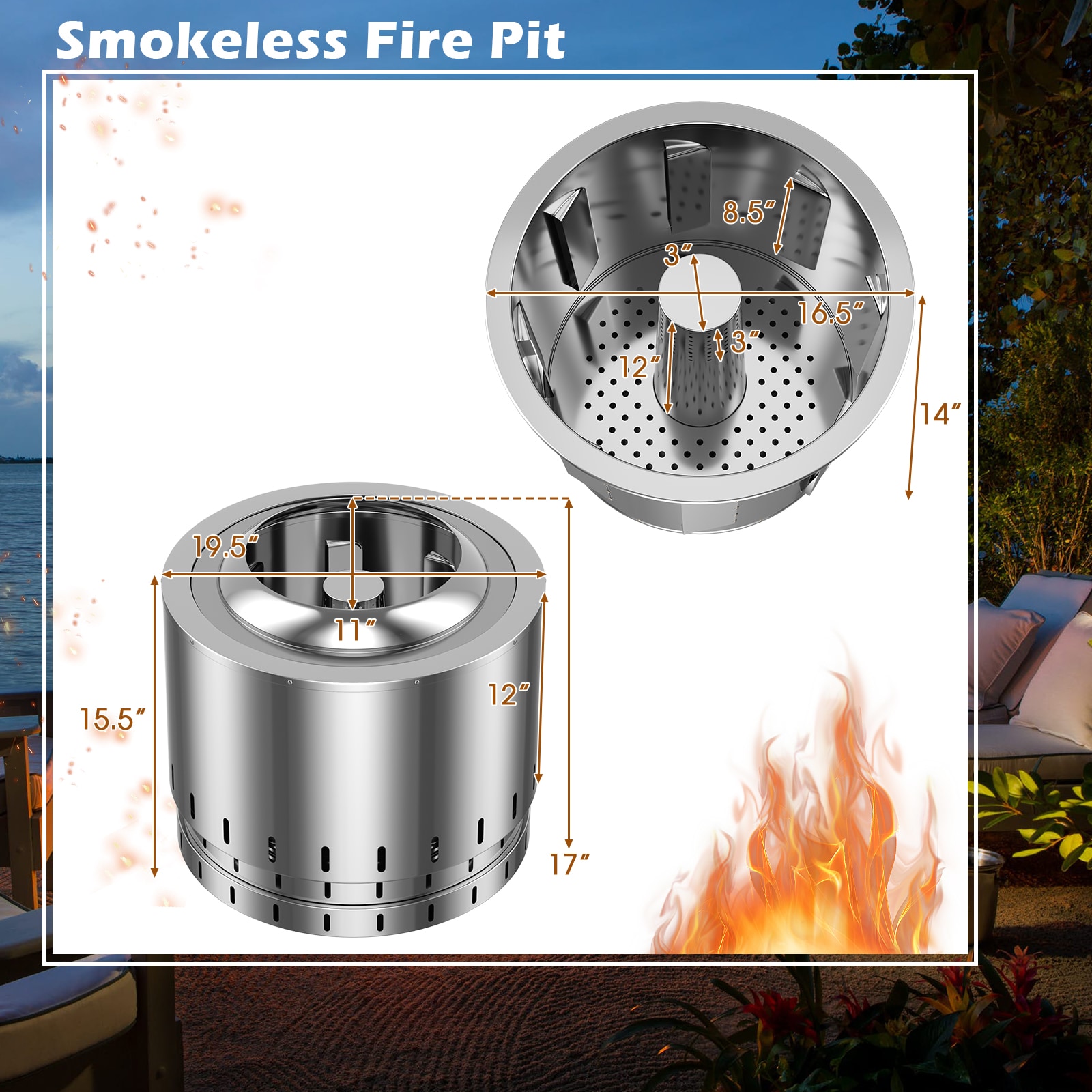 Slickblue D-CO-LS81011PN Outdoor-Woodburning-Firepits - View #4