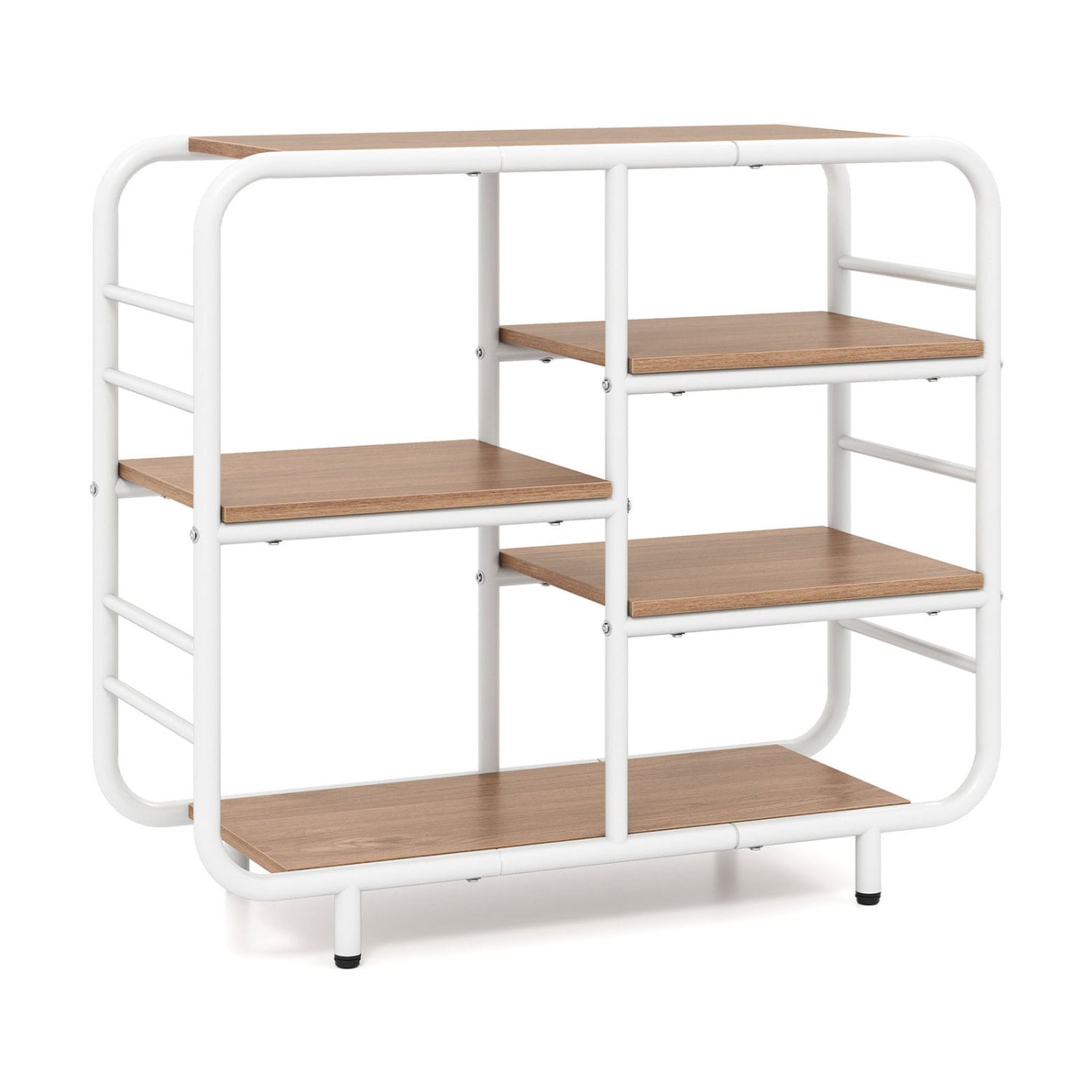 Slickblue - Multi Tier Bookcase with Open Storage Shelves and Metal Frame for Living Room Kitchen...