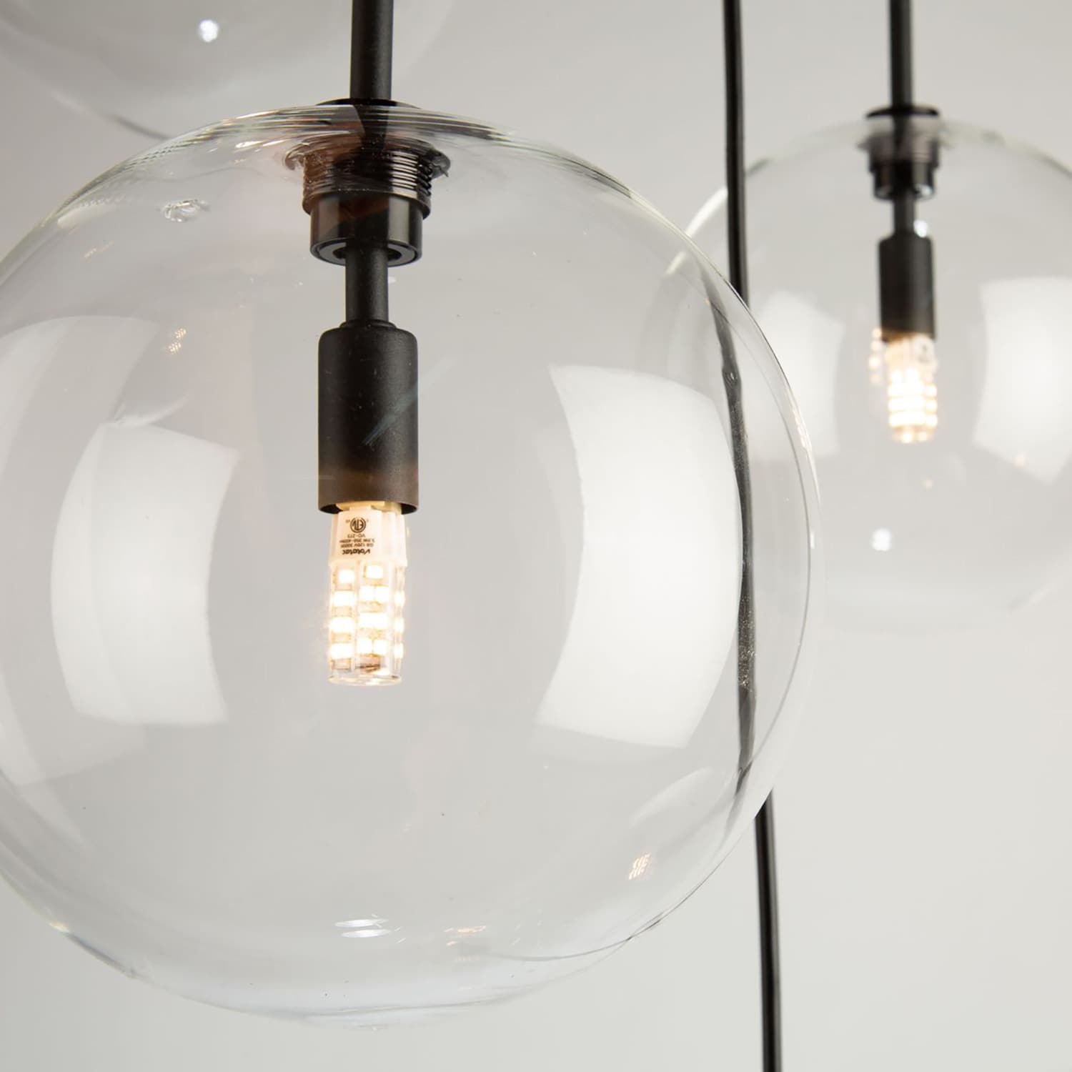Black Glass Globe 5-Light LED Pendant
