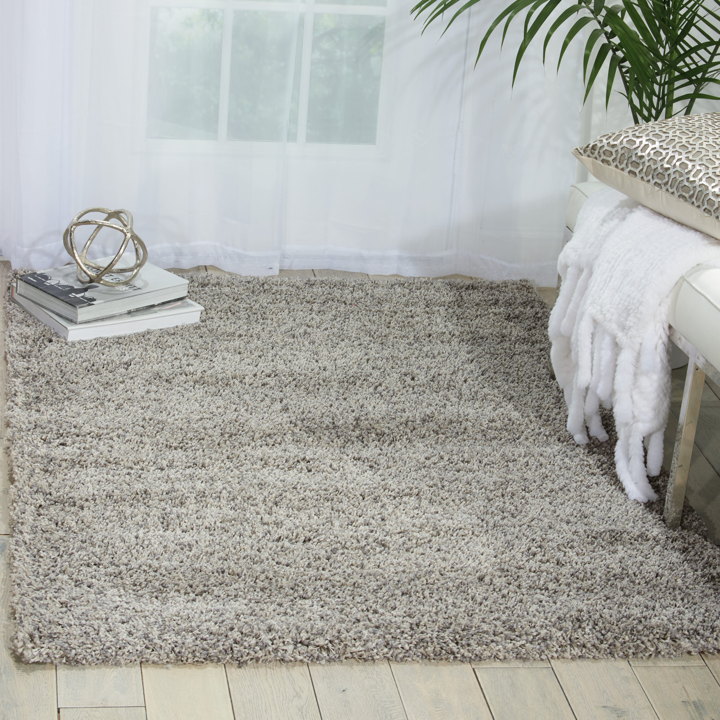 Nourison 22608 Amore 3 x 5 (ft) Polypropylene Light grey Rectangular Indoor Abstract Area rug
