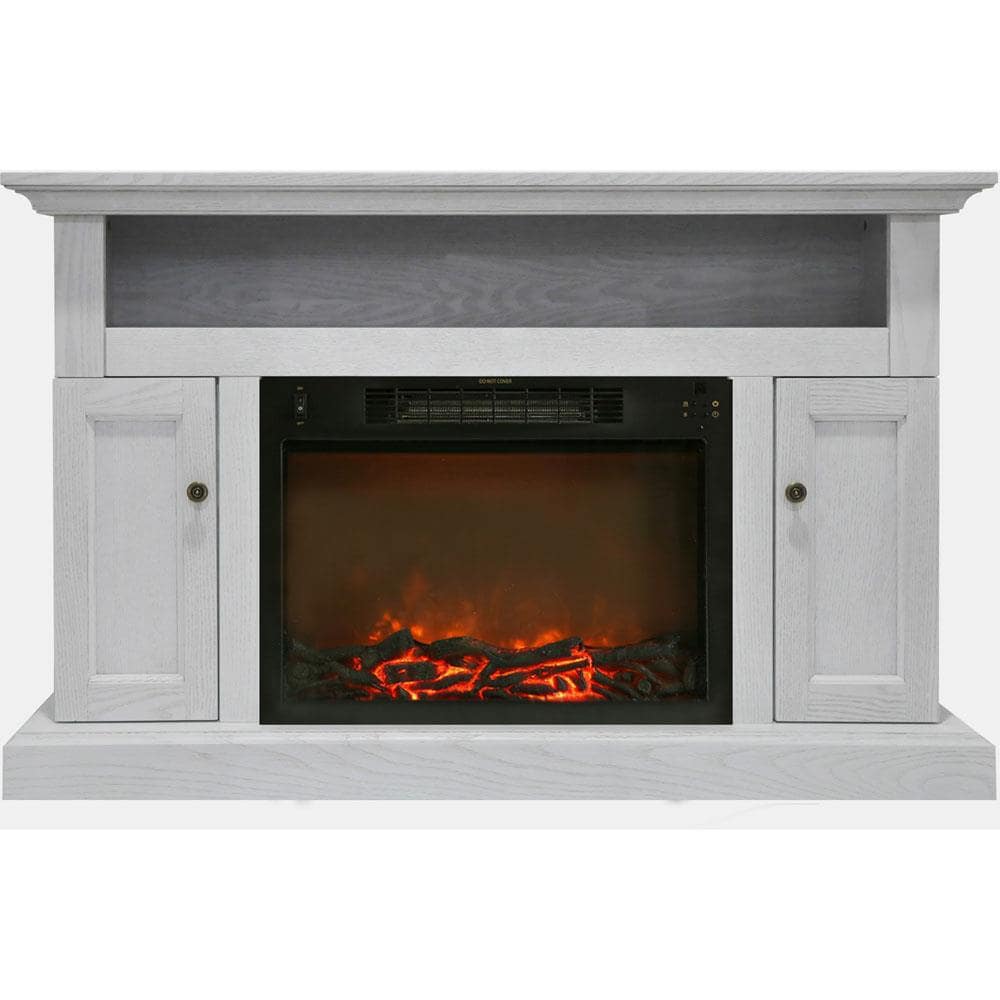 Cambridge CAM5021-2WHT 47.5-Inches W White Free standing Fan-forced Corner or flat wall Electric Fireplace with Remote Control Included