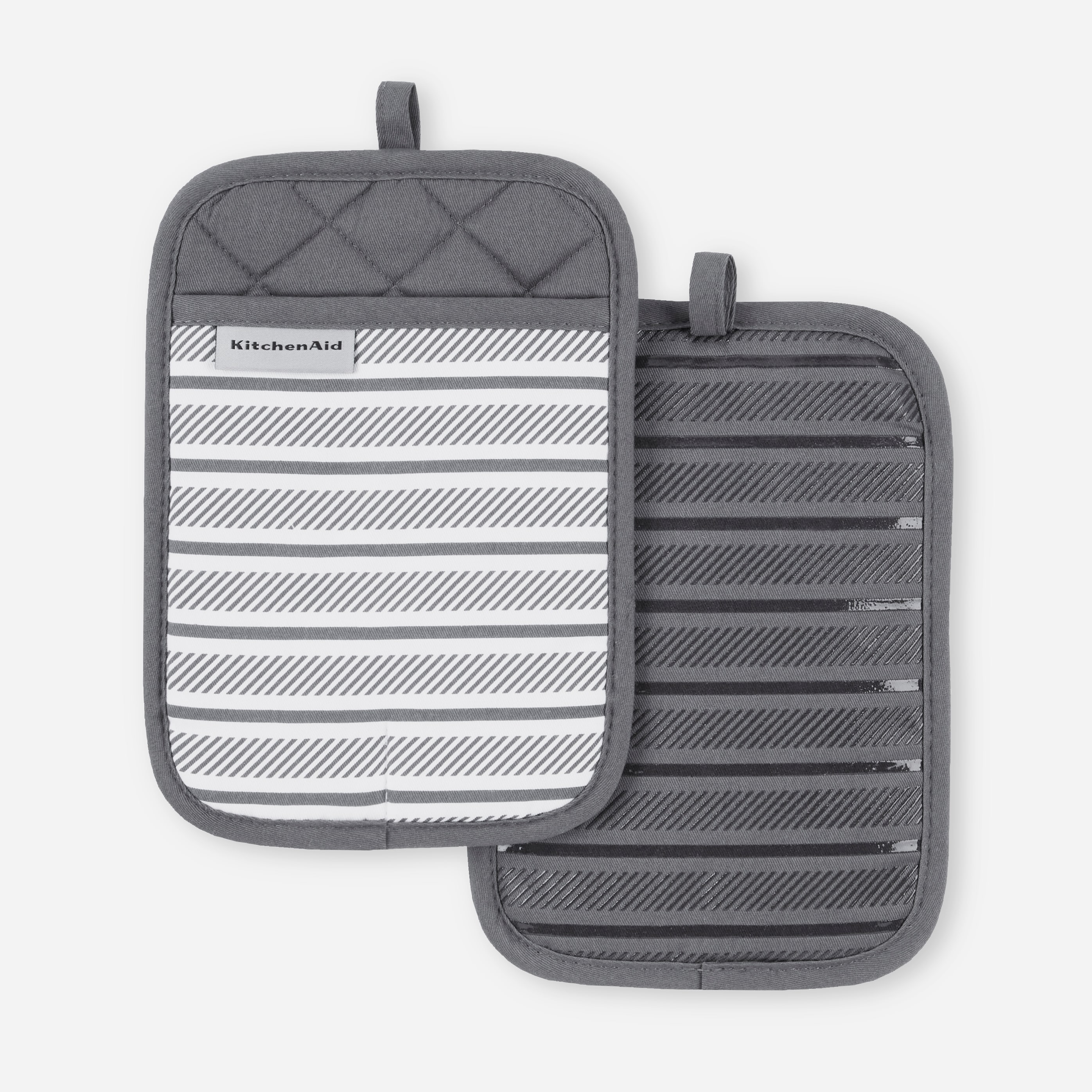KitchenAid Albany Pot Holder Set - 2 Pack - Durable Heat Resistant Cotton -  Slip-Resistant - Gray - 7x10 Inches - by Hastings Home in the Kitchen  Towels department at