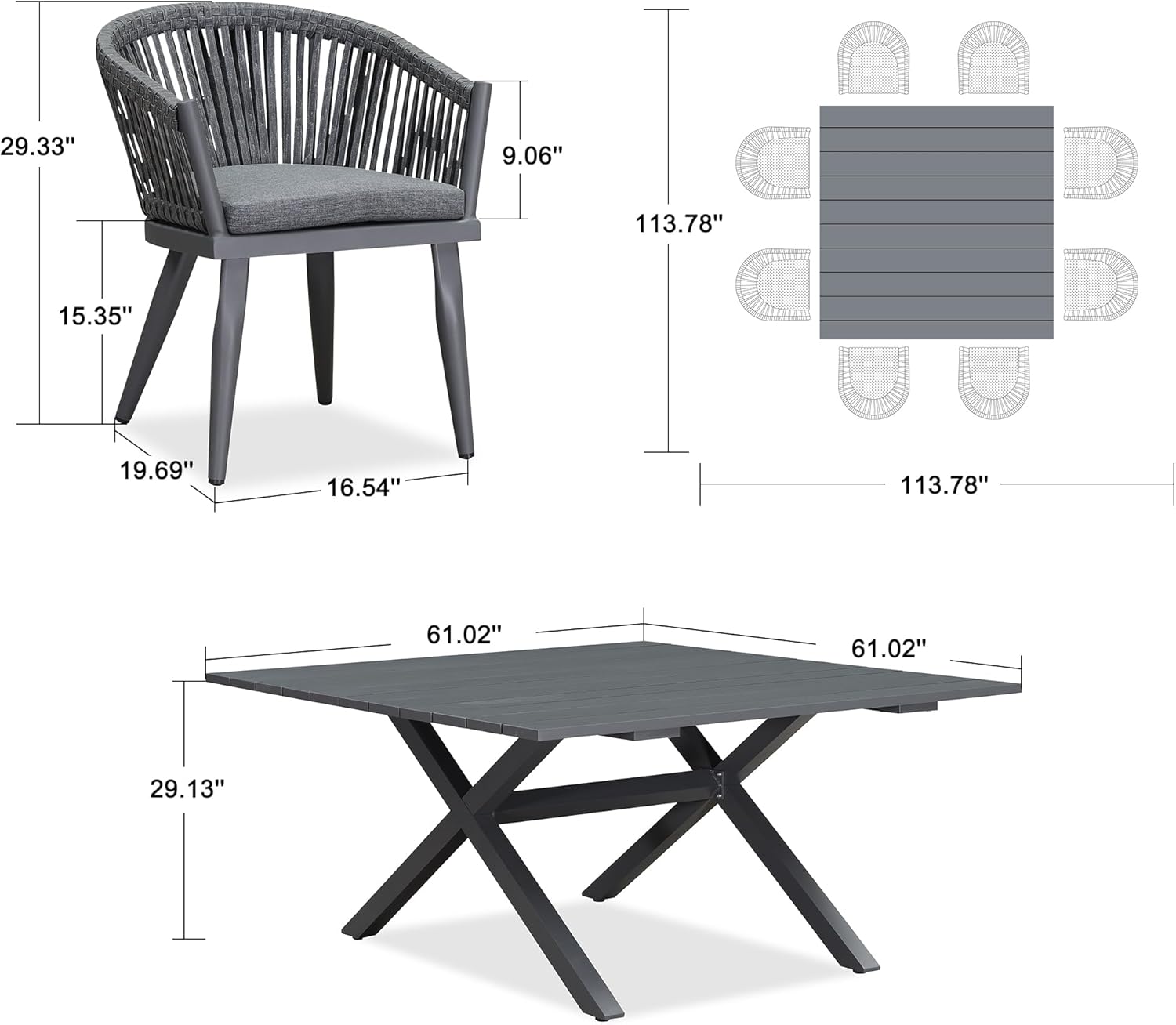 PURPLE LEAF LS03-OL09-155-GY Patio-Dining-Sets - View #8