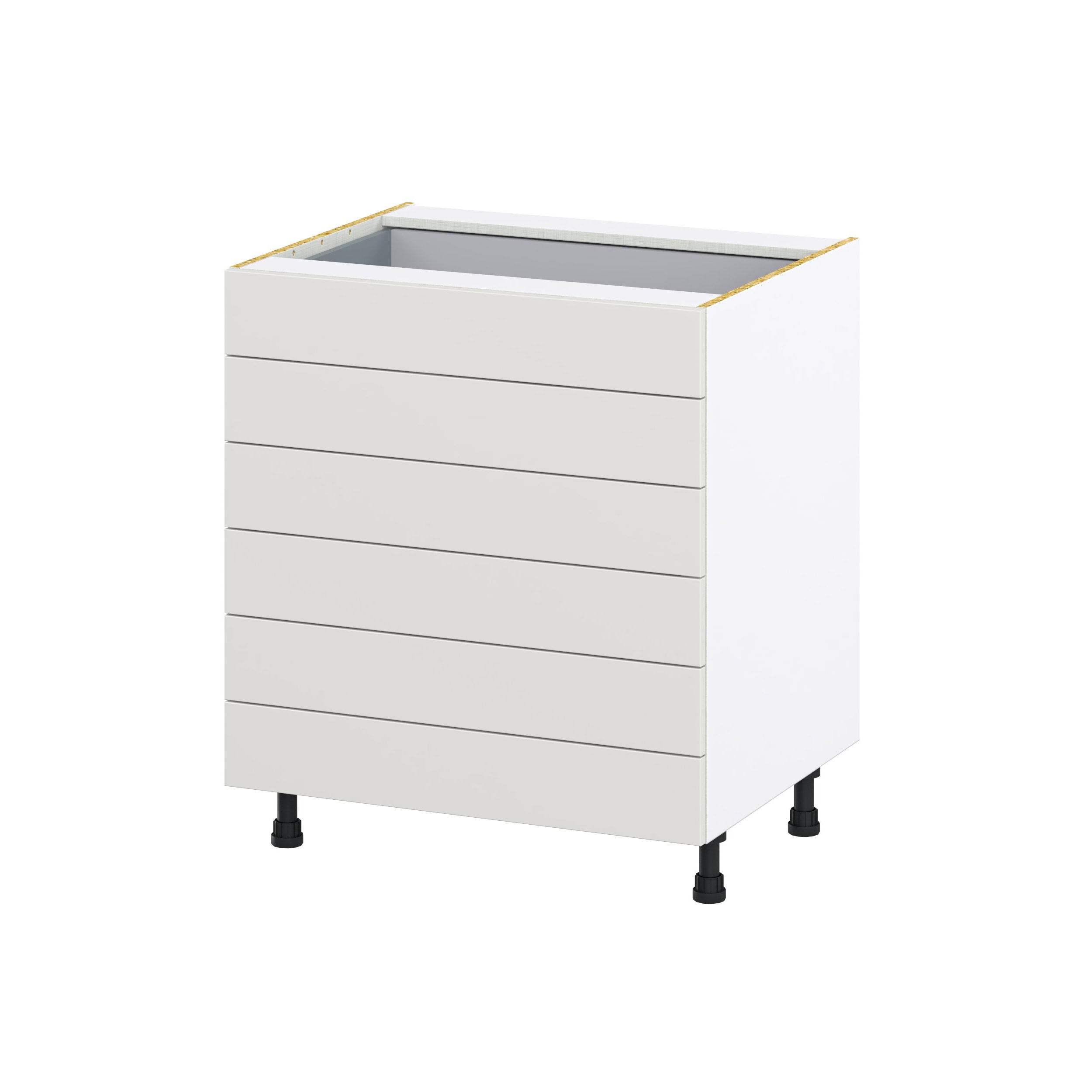 Hugo&Borg Belcourt 30-in W x 34.5-in H x 24-in D Gray Painted 6-Drawer Base Fully Assembled Cabinet (Recessed Panel Style)
