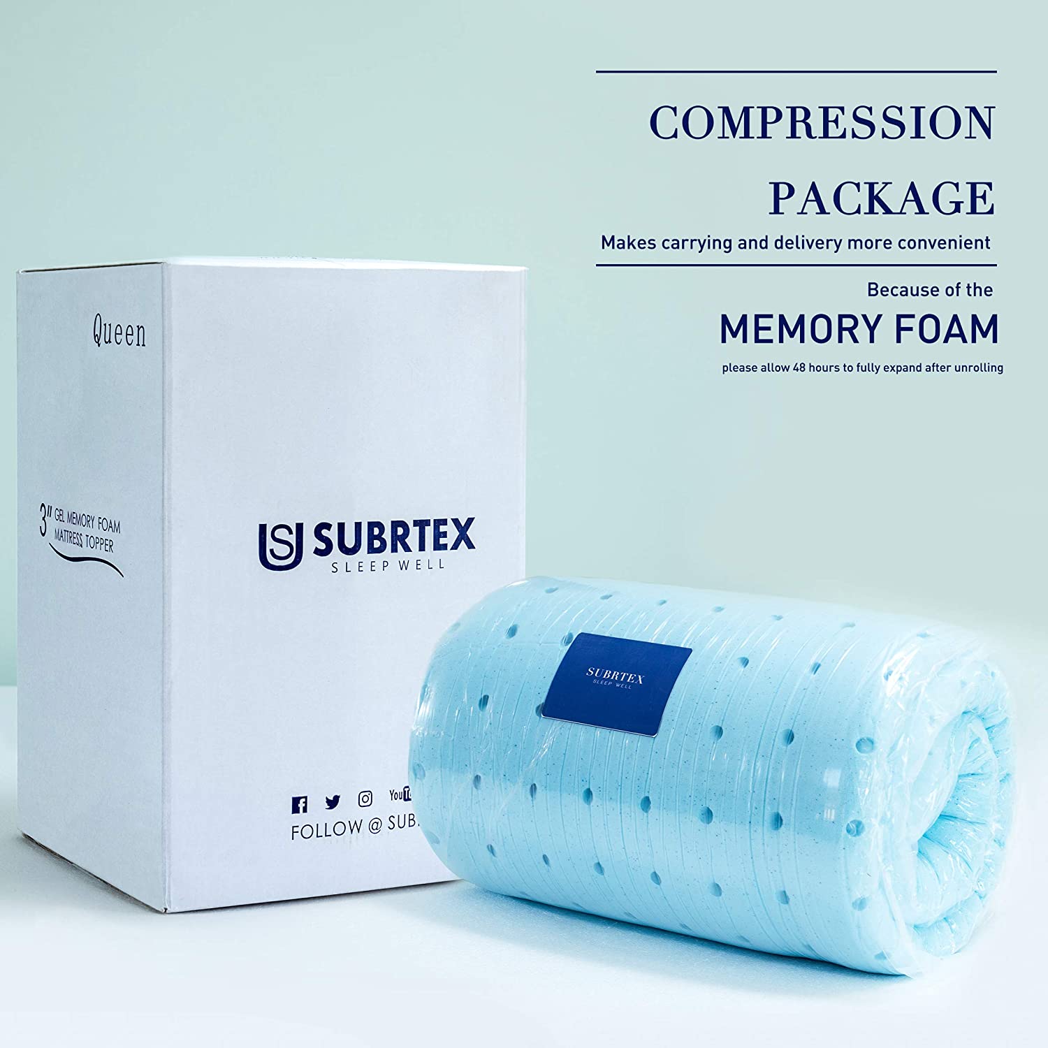 Subrtex Comfort 3 inch Gel Memory Foam Topper - King