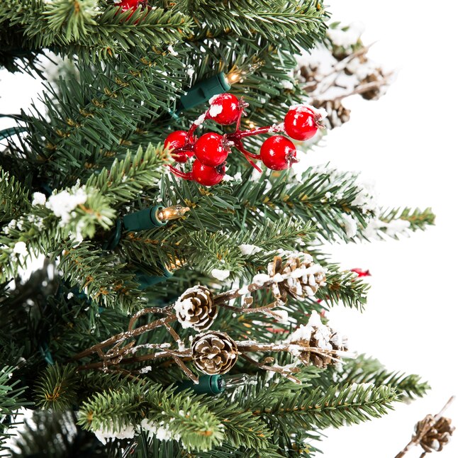 GE 4.5-ft Frasier Fir Pre-lit Slim Flocked Artificial Christmas Tree ...