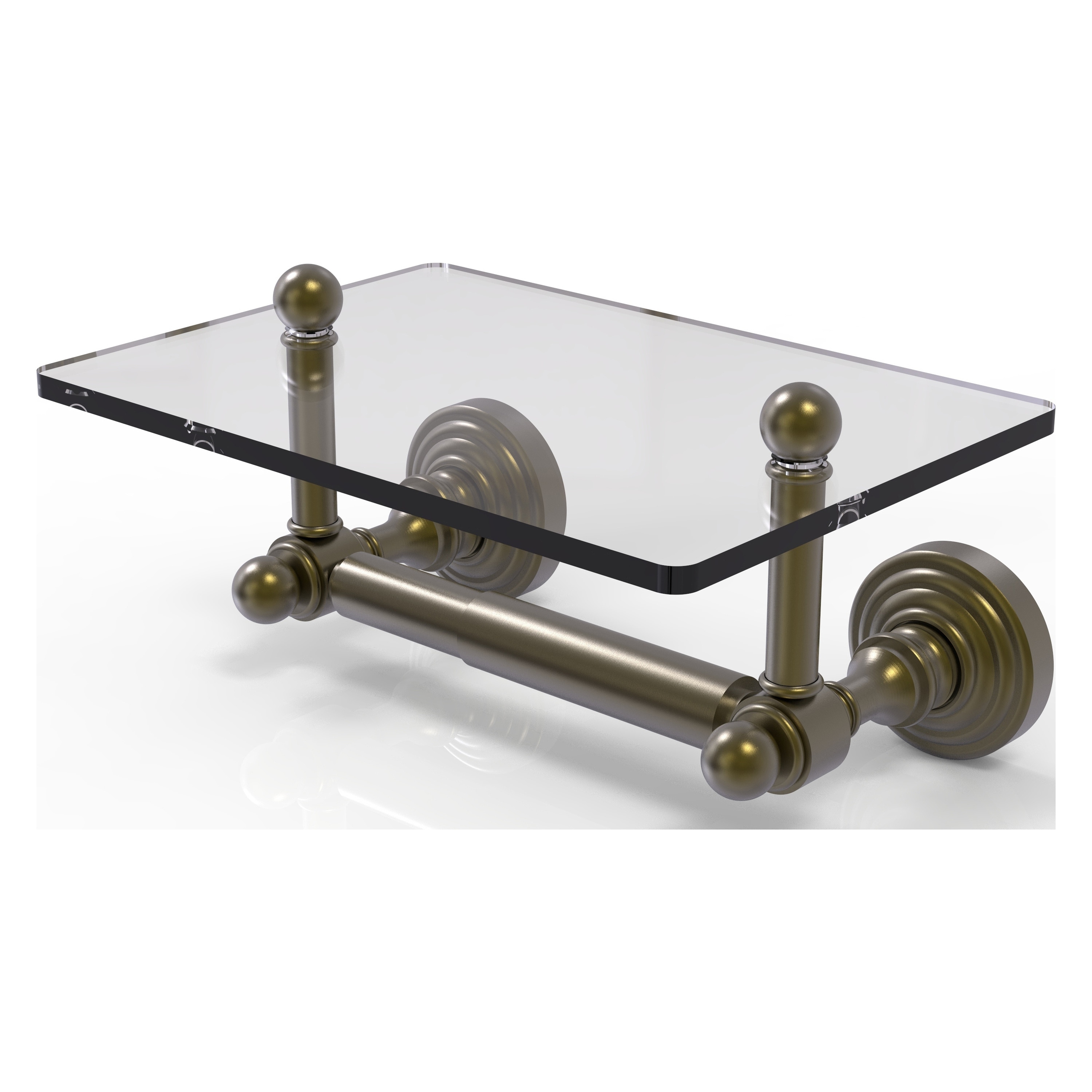 Allied Brass WP-GLT-24-ABR Waverly Place Antique Brass Wall mount Double post Toilet Paper Holder 1 -Rolls with Storage