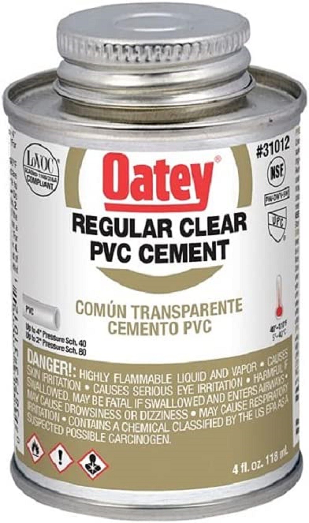 Oatey 760306 4-fl oz Clear PVC Cement