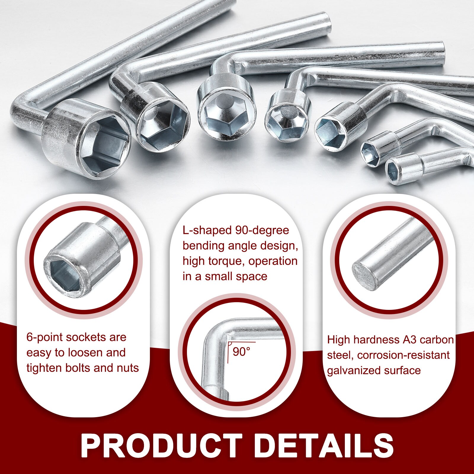 Harfington l Shaped Angled Open Hex Socket Wrench Set 6/7/8/10/11mm ...