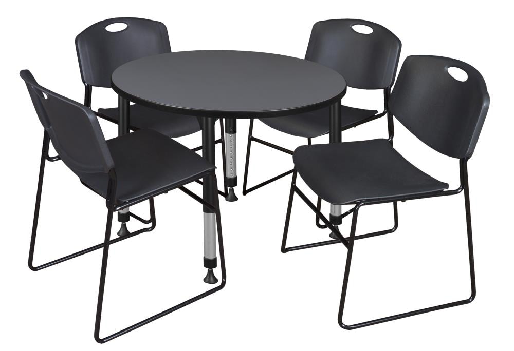 Regency TB42RNDGYAPBK44BK Classroom Tables Gray 4-Person Training Table (42-in W x 34-in H)