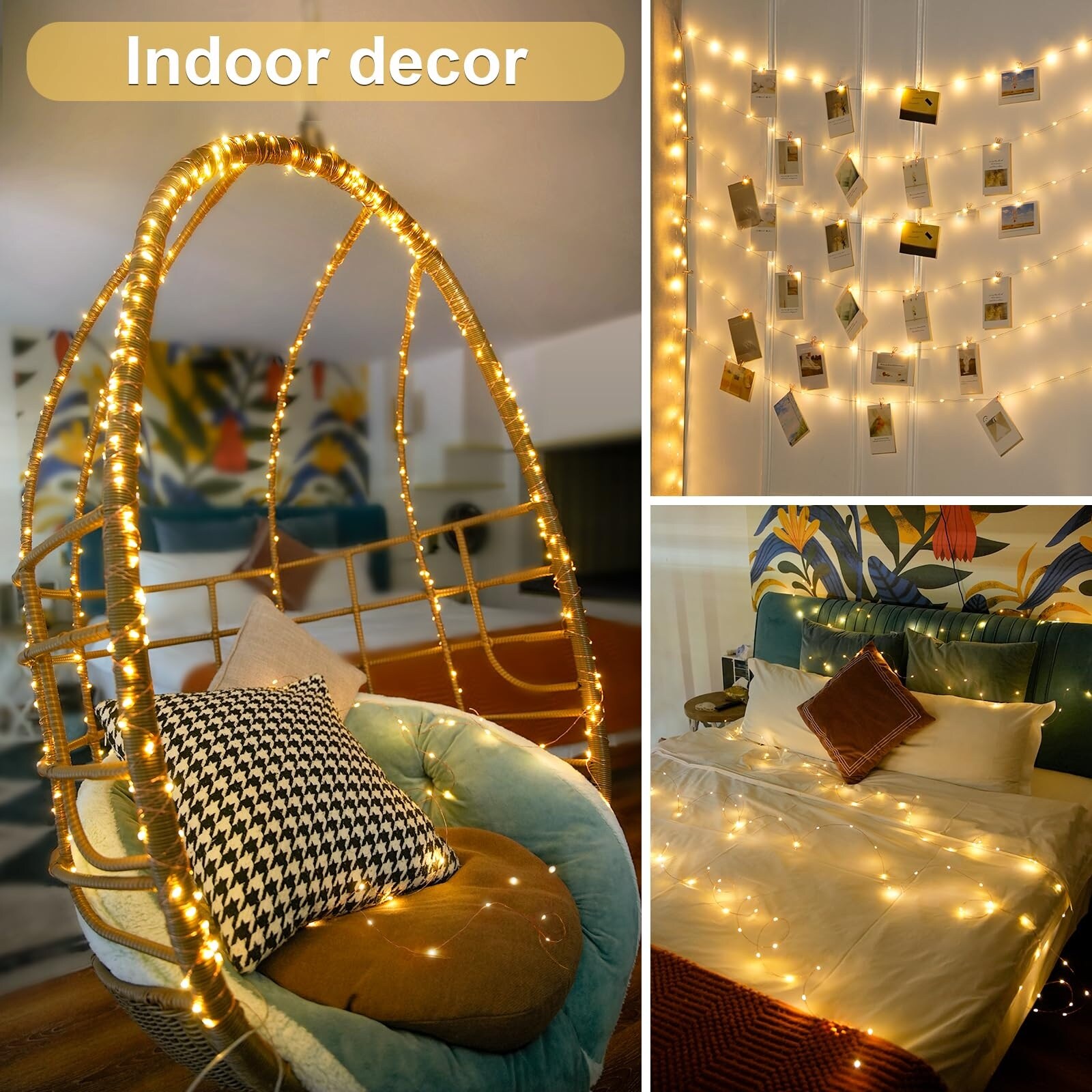 Adrinfly 2 Pack 132 ft 400 LED Warm White Fairy String Lights Battery ...