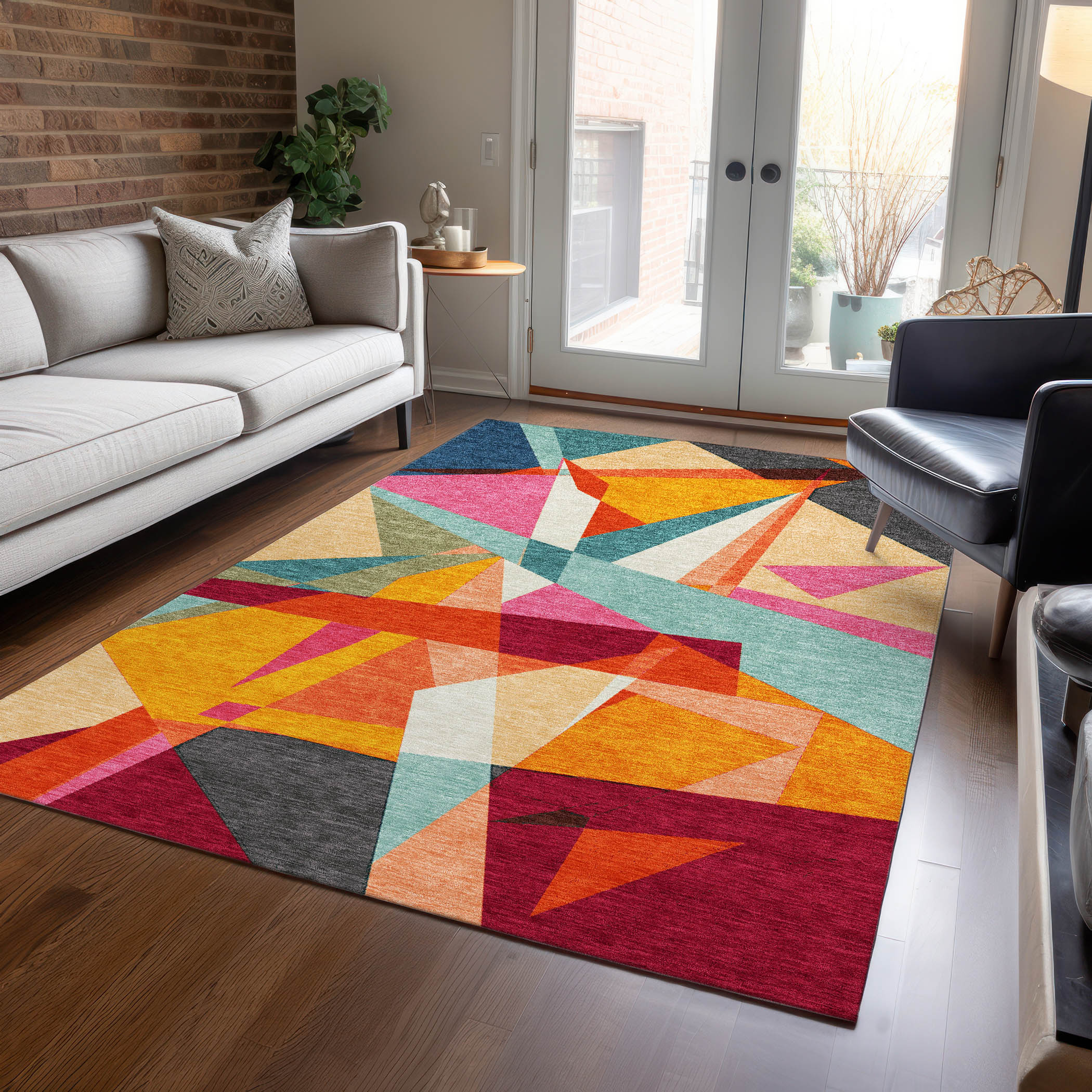Addison Rugs ACN1611OR8X10 Chantille ACN1611OR 8 x 10 (ft) Polyester Orange Rectangular Indoor/Outdoor Geometric Machine washable Area rug