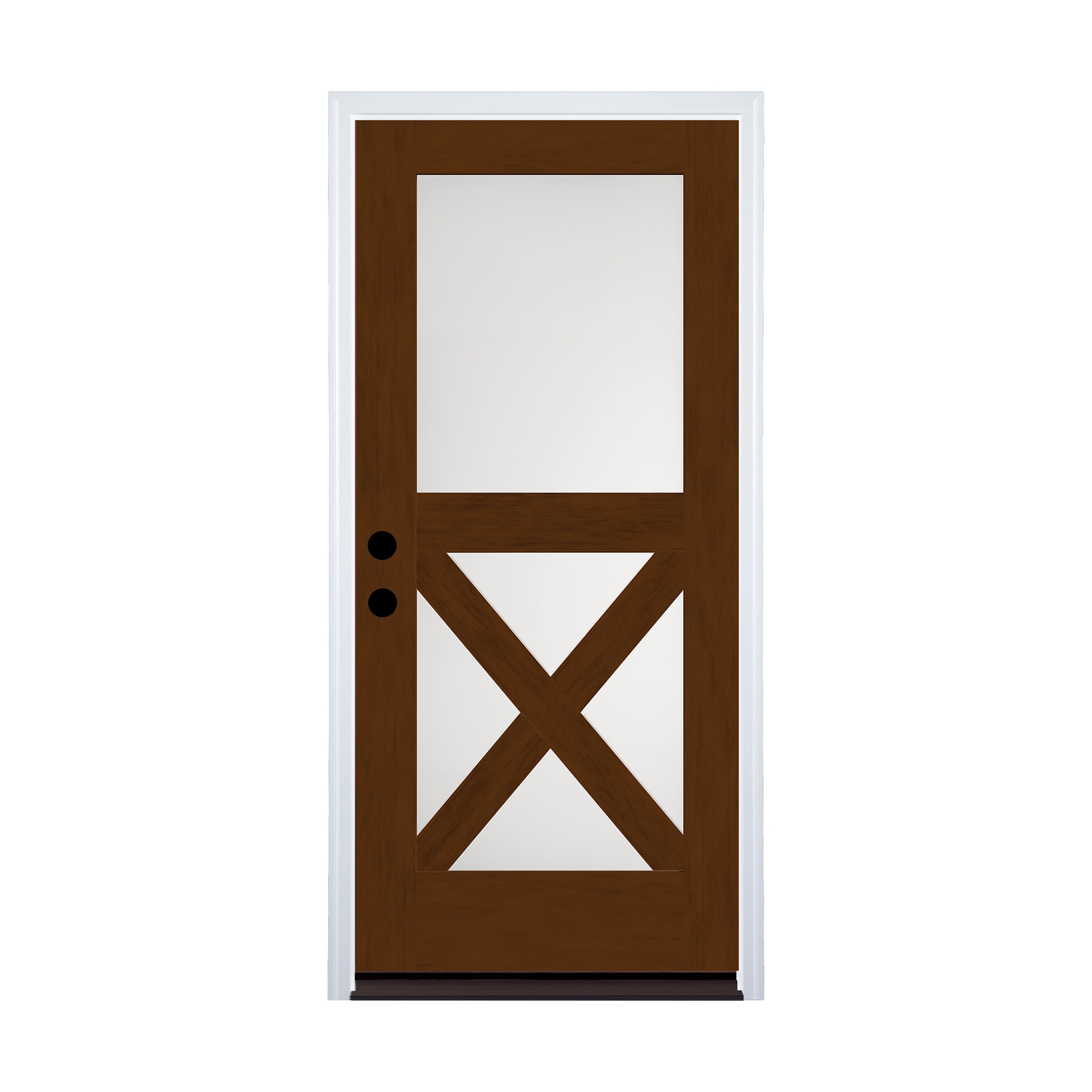 Therma-Tru 36-in x 80-in Fiberglass Full Lite Prehung Front Door with Brickmould Insulating Core