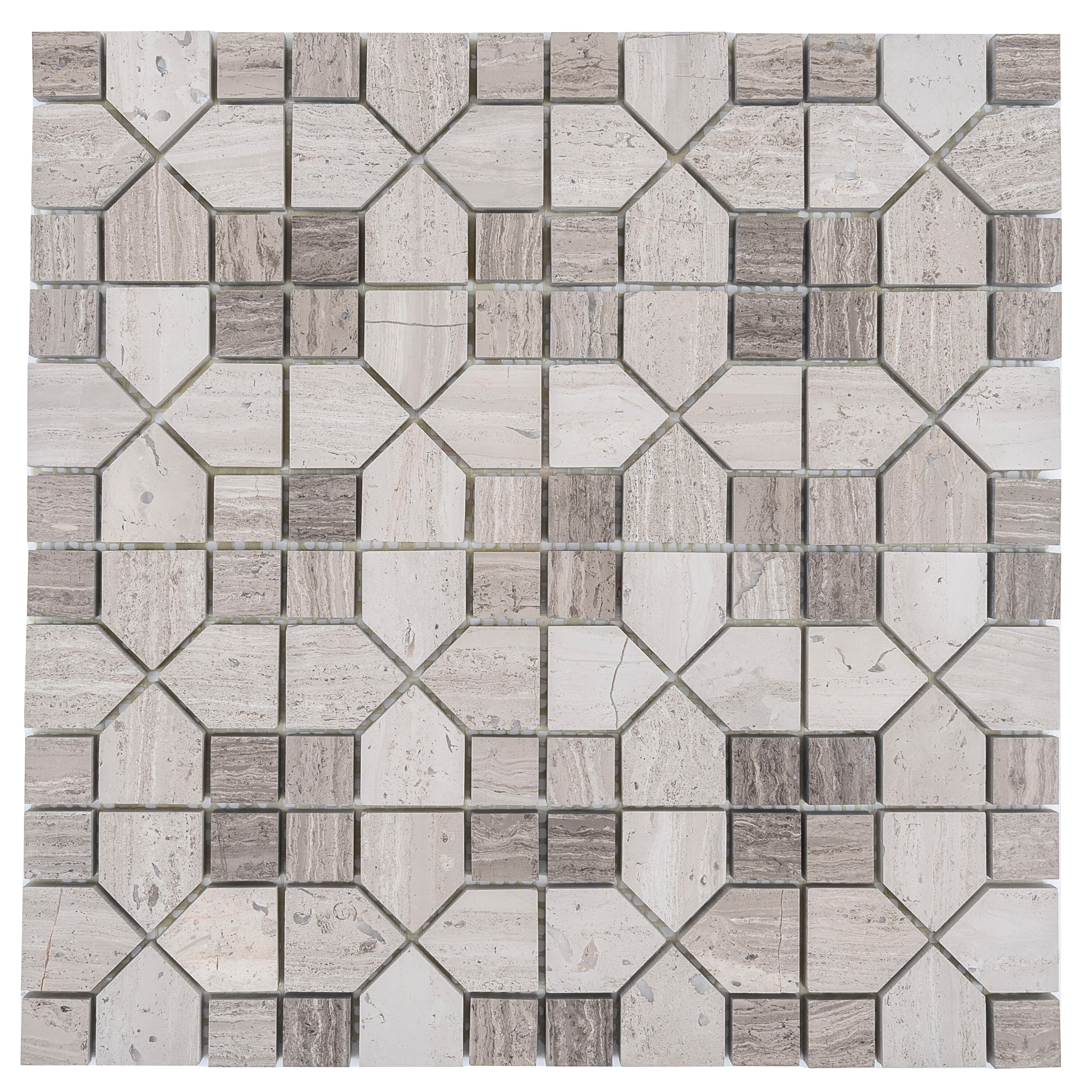 Apollo Tile APLSV88P54A Desert Hills Gray 12-in x 12-in Polished Natural stone Patterned Mosaic Floor and Wall Tile ( 5-sq ft Carton