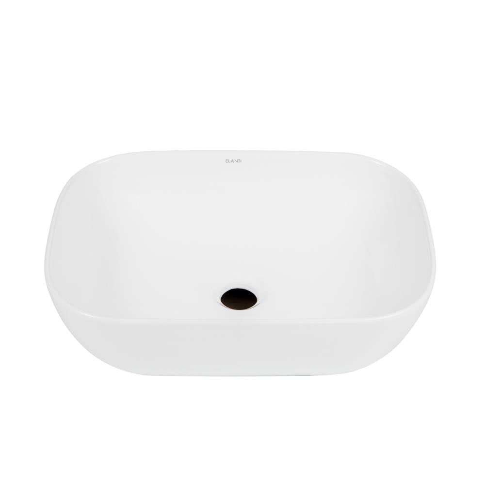 Elanti EC1801 Vitreous china Vessel Rectangular Modern White Bathroom Sink ( 18.25-Inches x 13-Inches )
