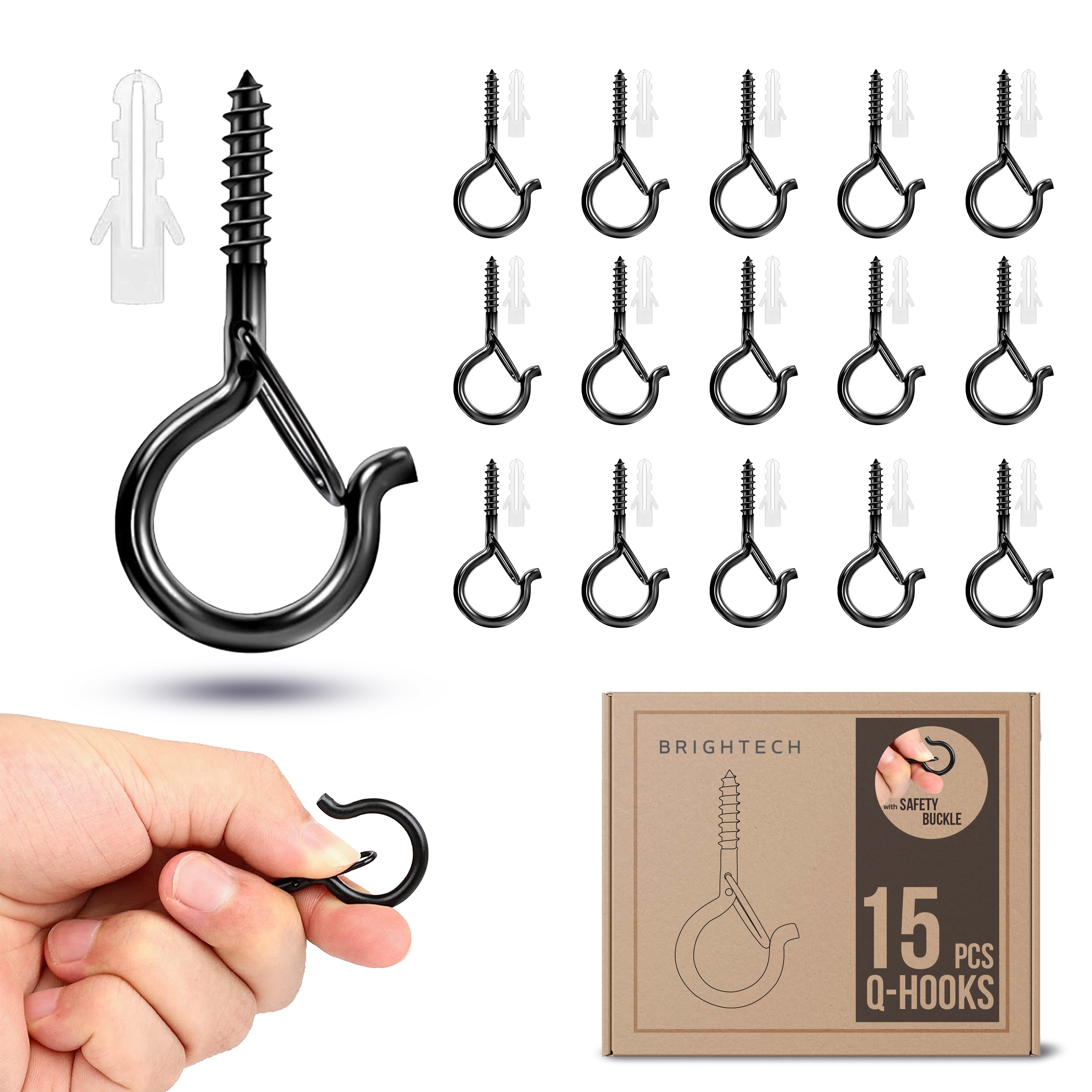 Brightech AMB-HKS-15 1.18-in Classic Black Steel Q-hanger 15 -Pack