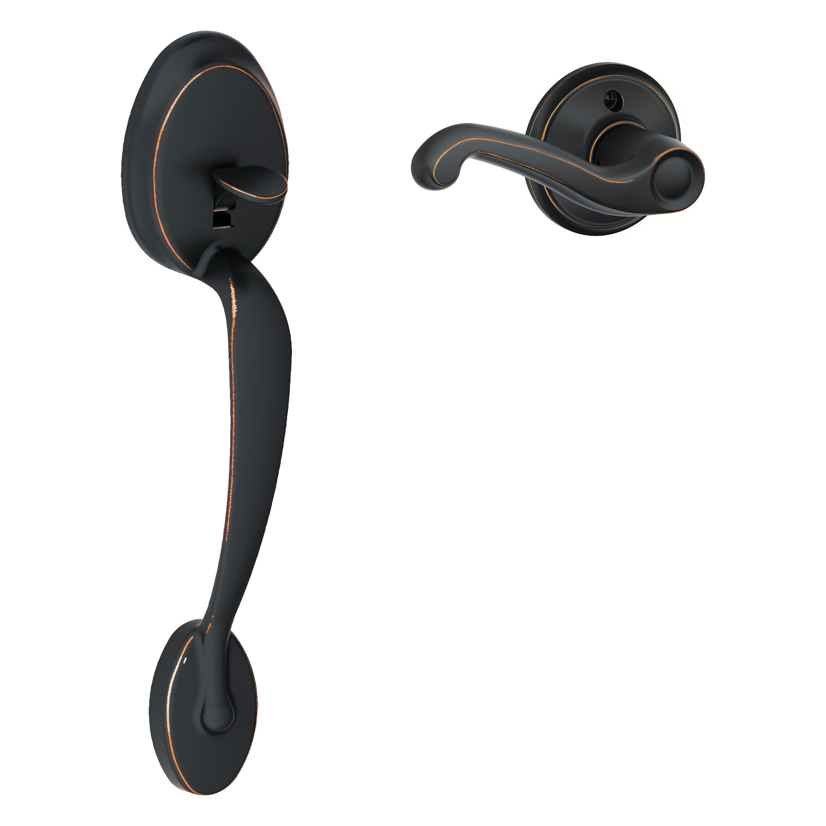 Schlage FE285 PLY 716 FLARH Plymouth-Flair Aged Bronze Entry Door Handleset with Flair Lever