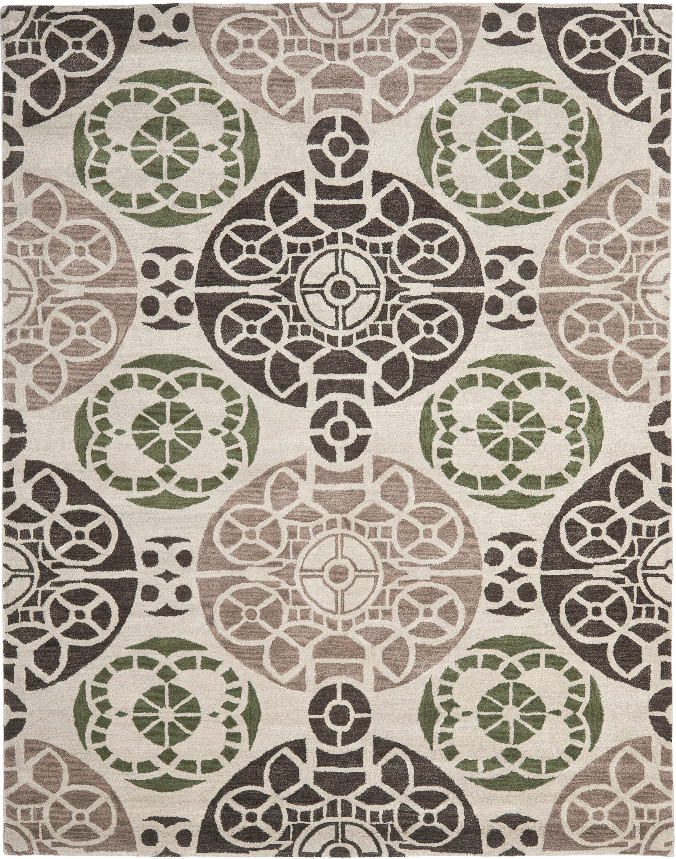 8 x 10 (ft) Tufted Ivory / Brown Rectangular Indoor Geometric Mid-Century Modern Professionally Clean Only Area rug