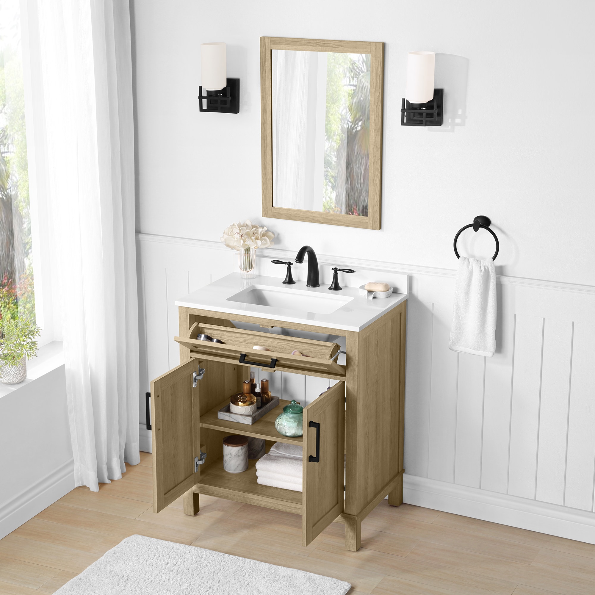 Style Selections Burke 30-in Natural Oak Undermount Single Sink ...