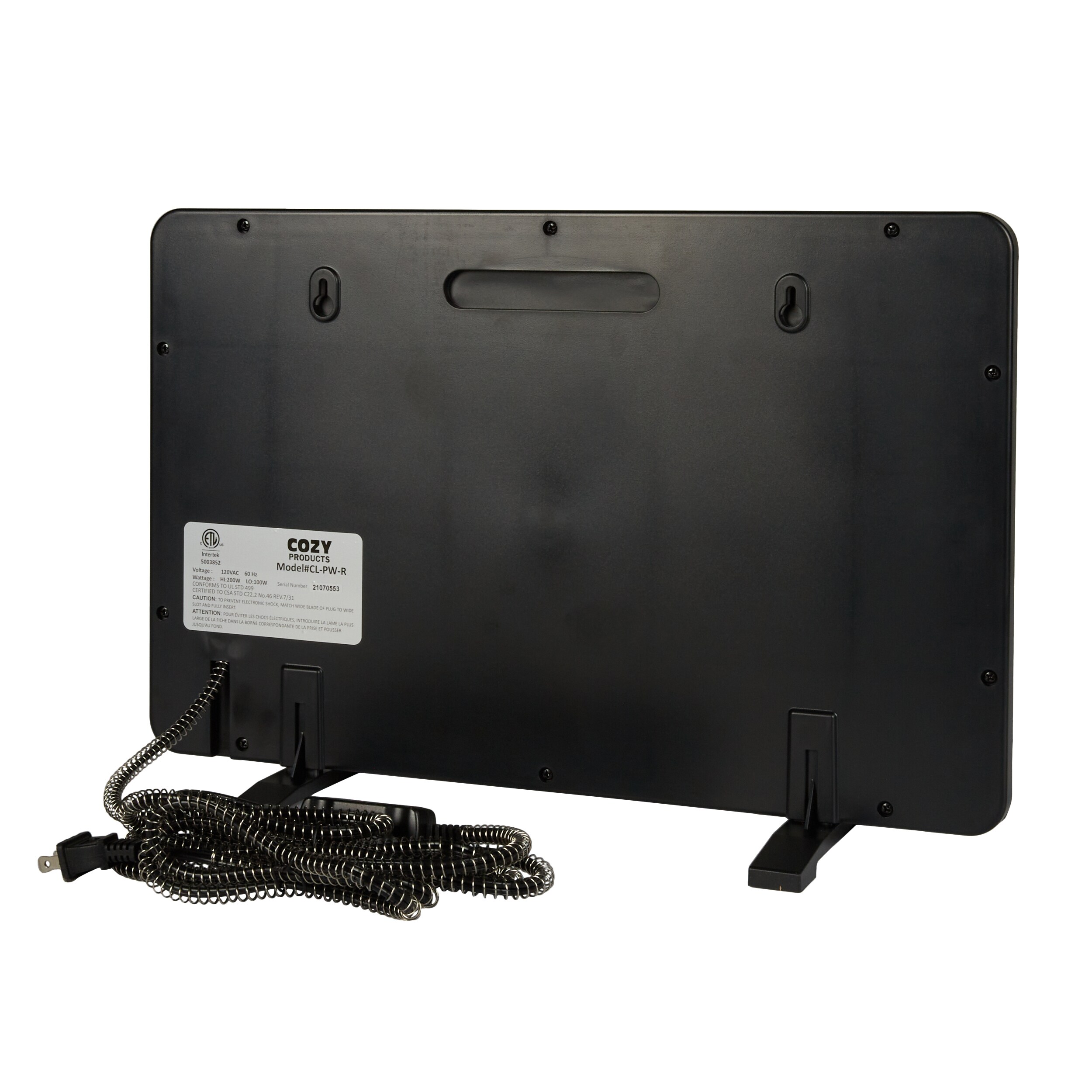 Cozy Products Up to 200-Watt Radiant Flat Panel Indoor Electric Space Heater  in the Electric Space Heaters department at