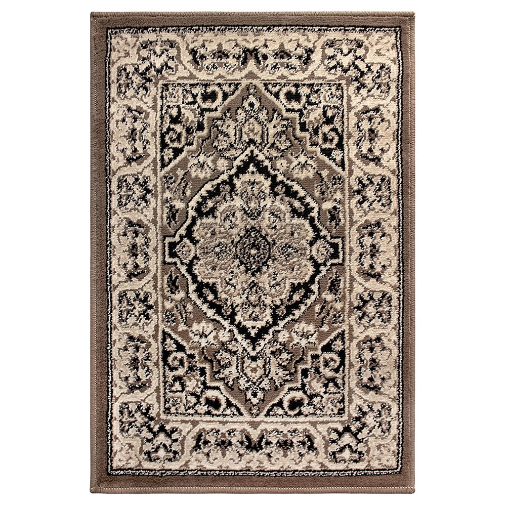 Superior Glendale Brown 2 ft. x 3 ft. Floral Medallion Polypropylene Area Rug