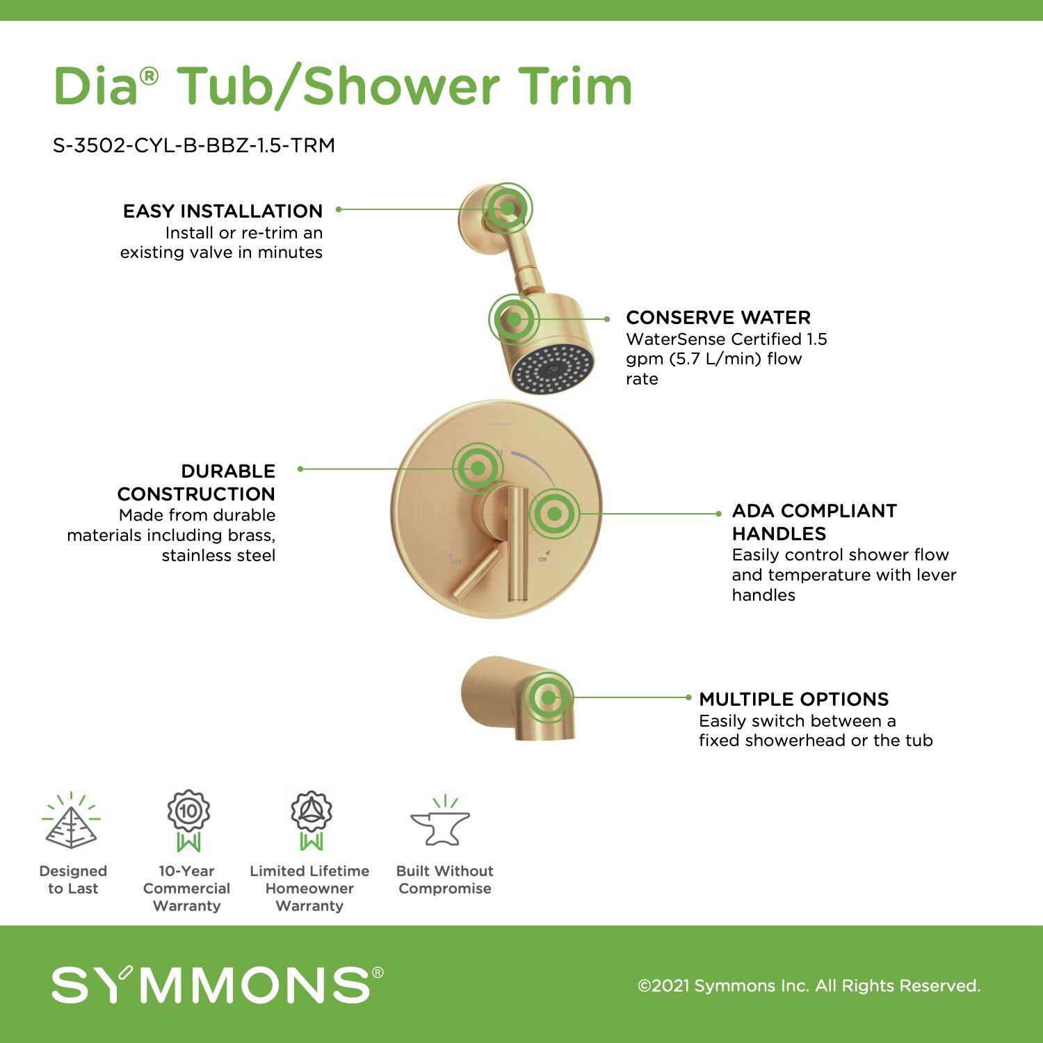 Symmons S3502CYLBBBZ1.5TRM Tub-Shower-Faucets - View #3
