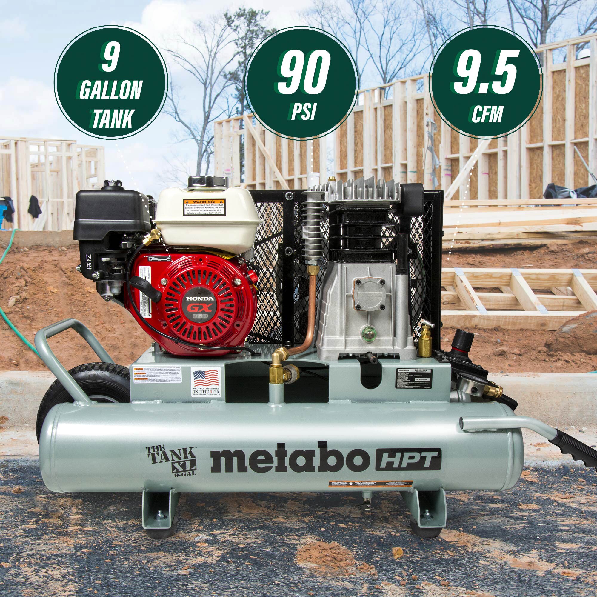 Metabo HPT 9 Gallon Portable Gas 145 PSI Wheelbarrow Air Compressor EC2610EAM at Lowes
