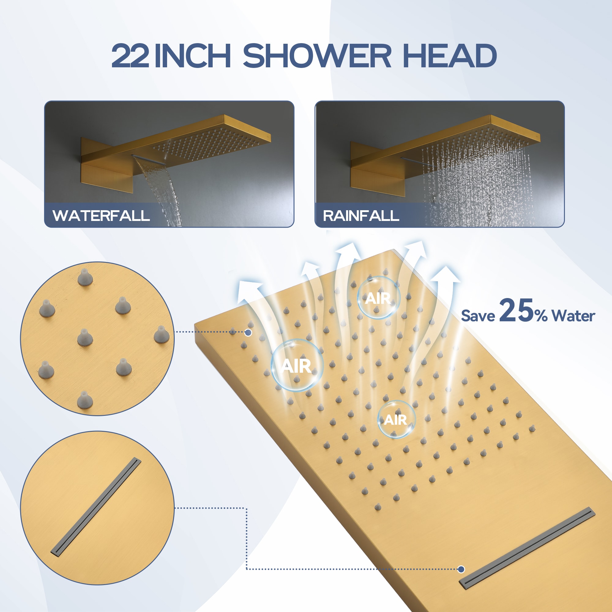 CASAINC M6630-A-22-BG Showerhead-Bar-Panels - View #8