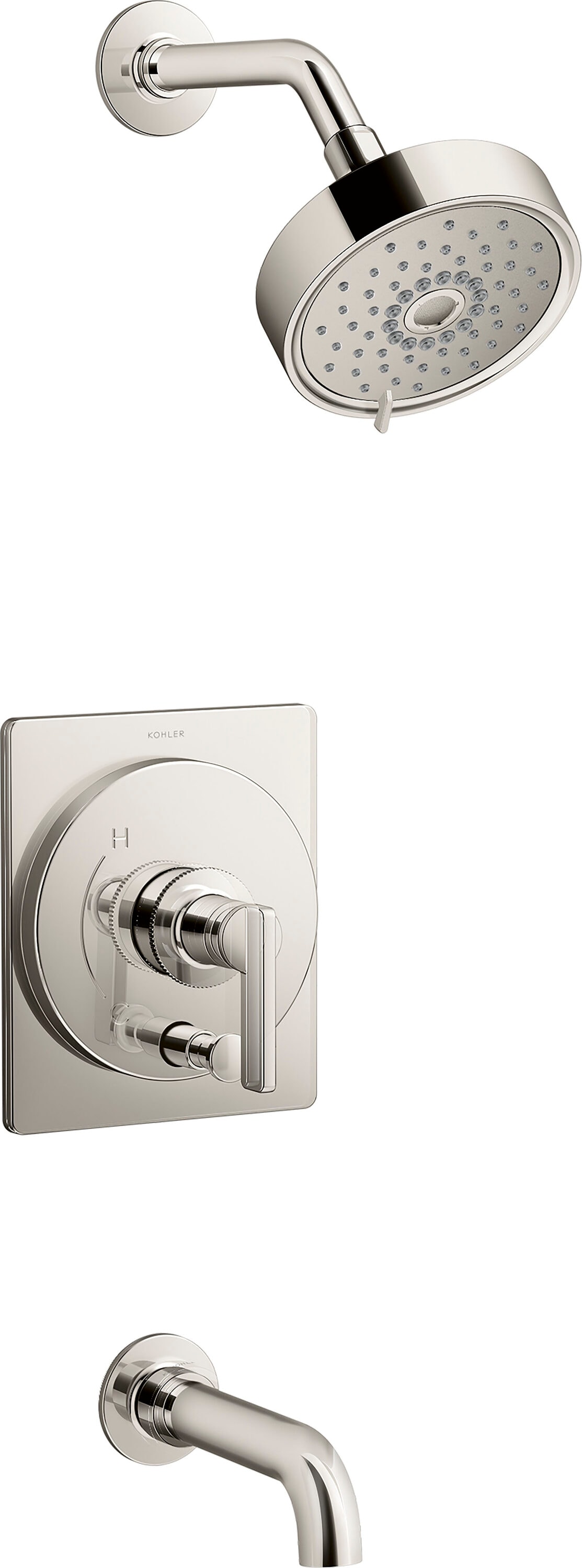KOHLER T35918-4Y-SN Castia by Studio McGee Vibrant Polished Nickel 1-handle Multi-function 5.5-in Round Bathtub and shower Faucet (Valve Not Included)