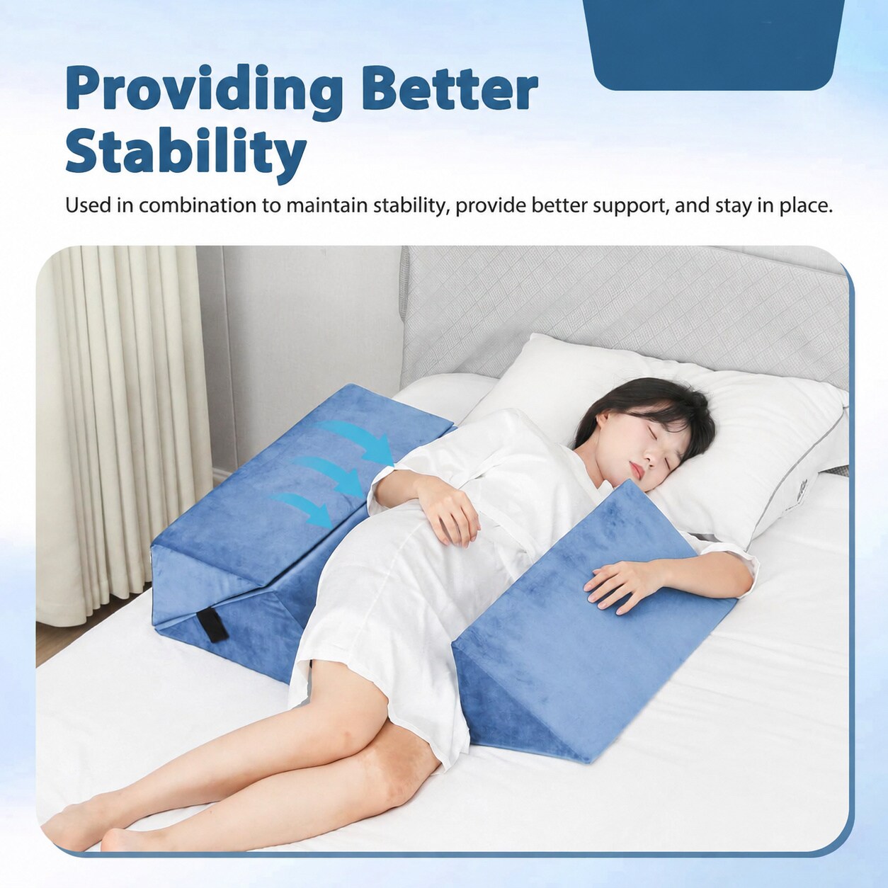 PIGFDK Light Blue 23.6in 3 In 1 Triangle Bed Wedge Pillow Body ...