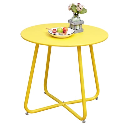 Boyel Living Round Outdoor Coffee Table, Yellow Accent Table Outdoor