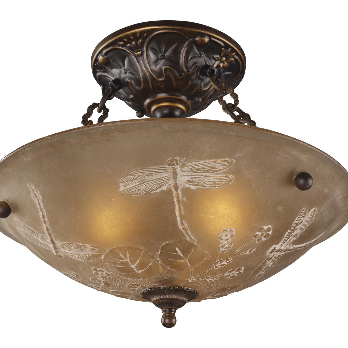 Atlas Lighting and Home - CL12401-BZ Restoration Semi-Flush Mount Antique Golden Bronze