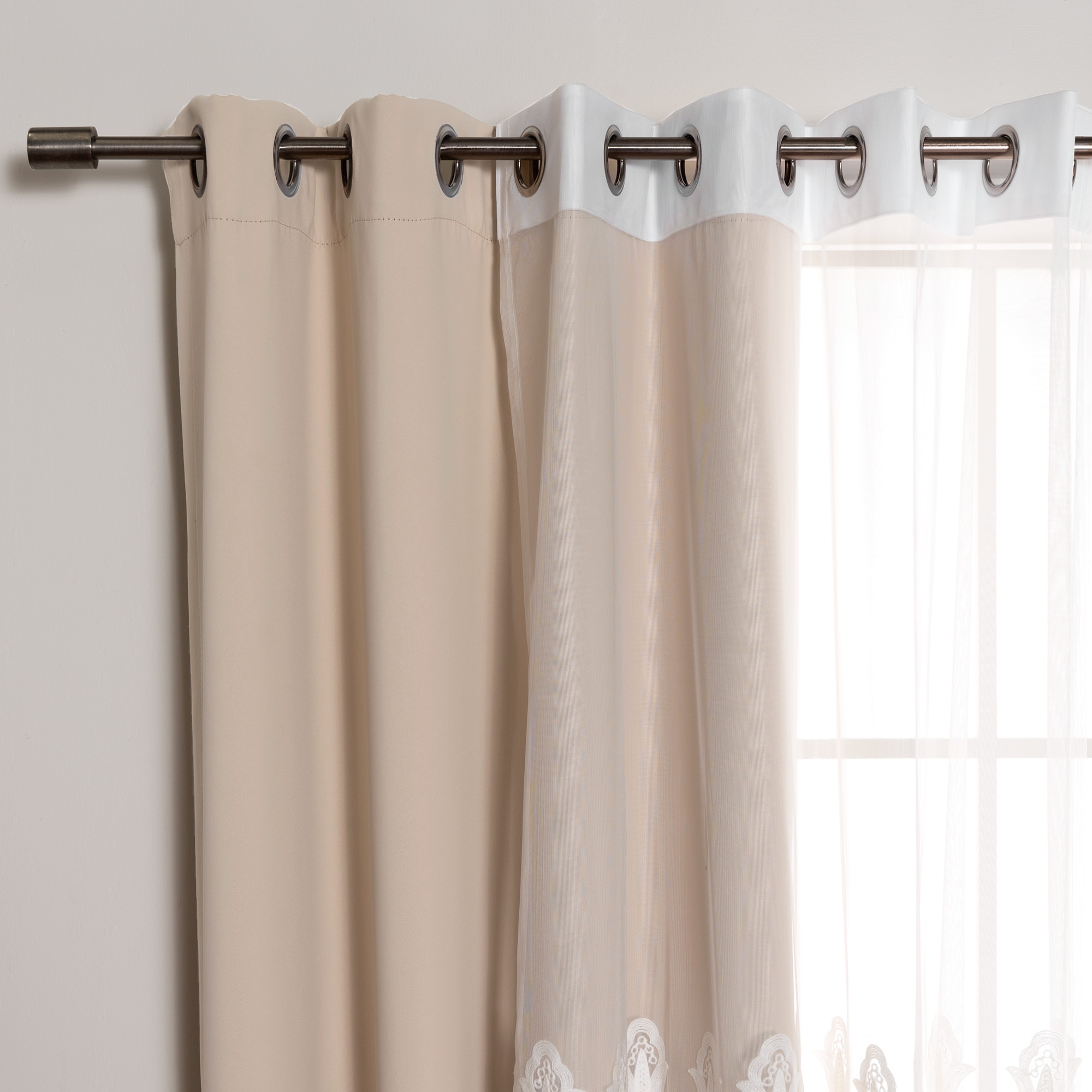 Best Home Fashion MM-TULIP-84-BEIGE curtains - View #2