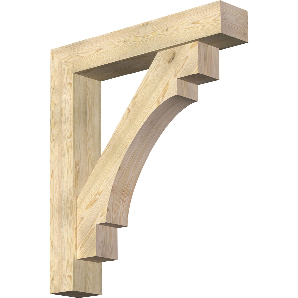 Ekena Millwork 1463302 Merced Block Rough Sawn Bracket with Offset Brace 8-in x 42-in x 48-in Douglas fir Brown Wood Standard bracket