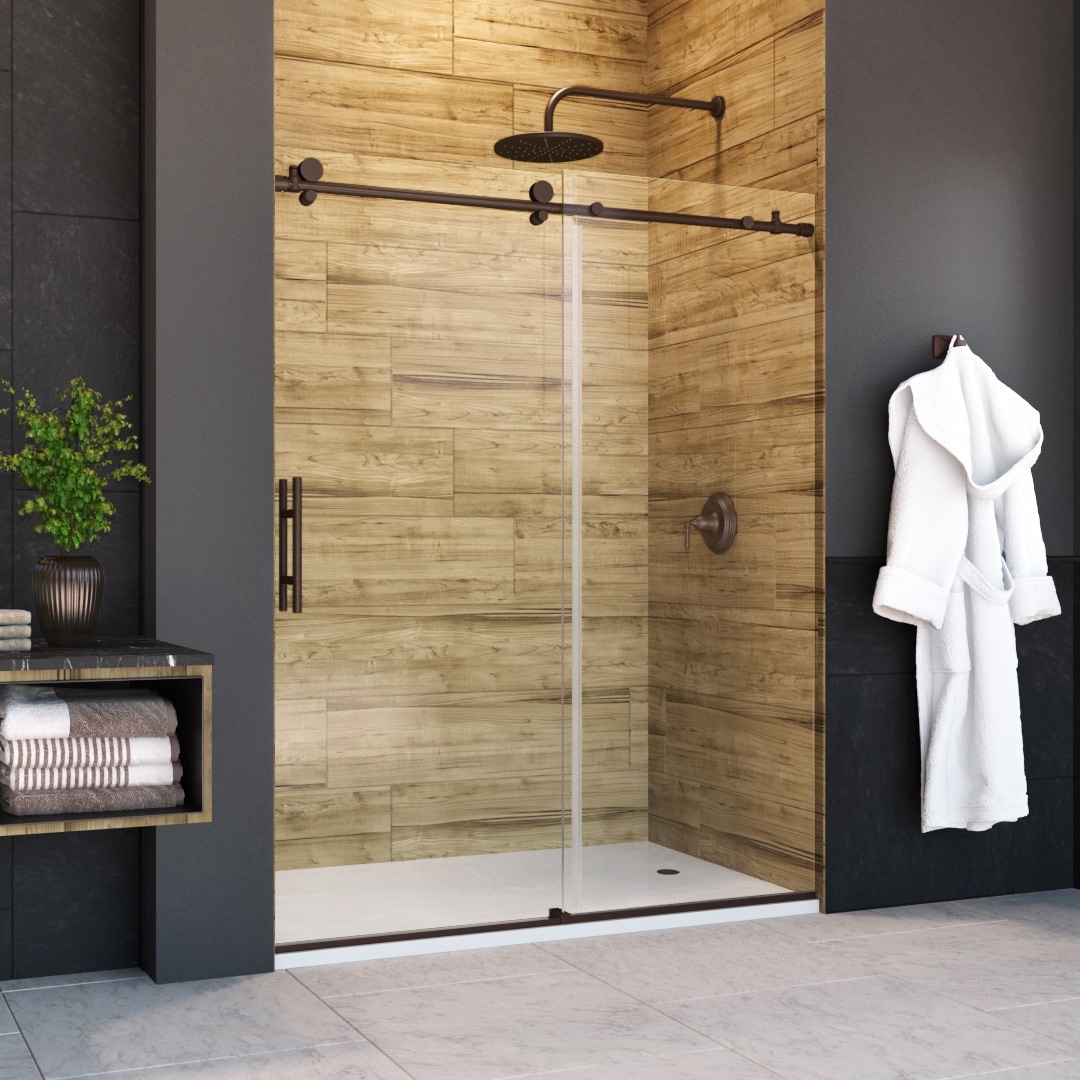 Holcam Eclipse Oil Rubbed Bronze 56-in to 60-in x 76-in Frameless Sliding  Shower Door in the Shower Doors department at